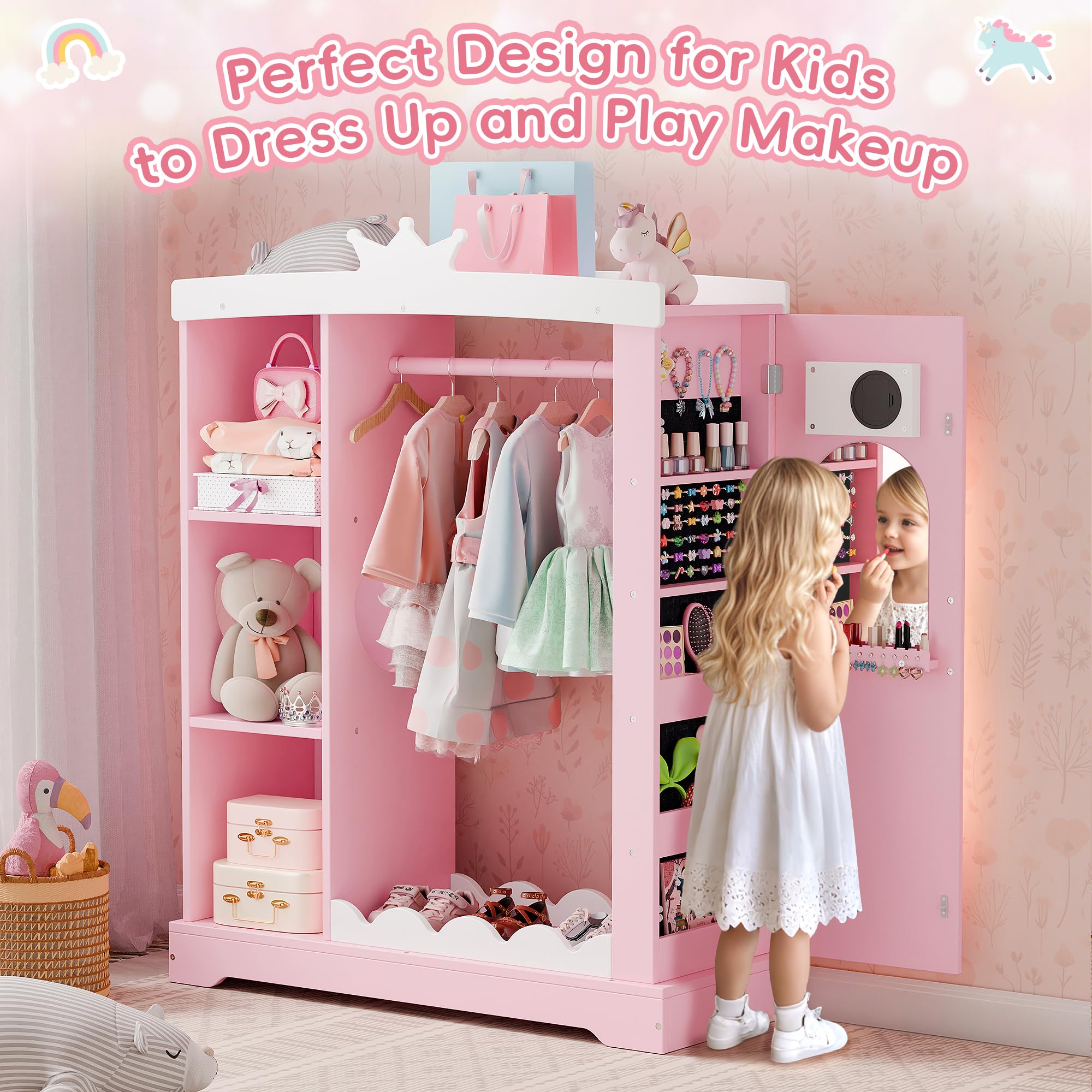 Kids Armoire with Jewelry Cabinet and Mirror