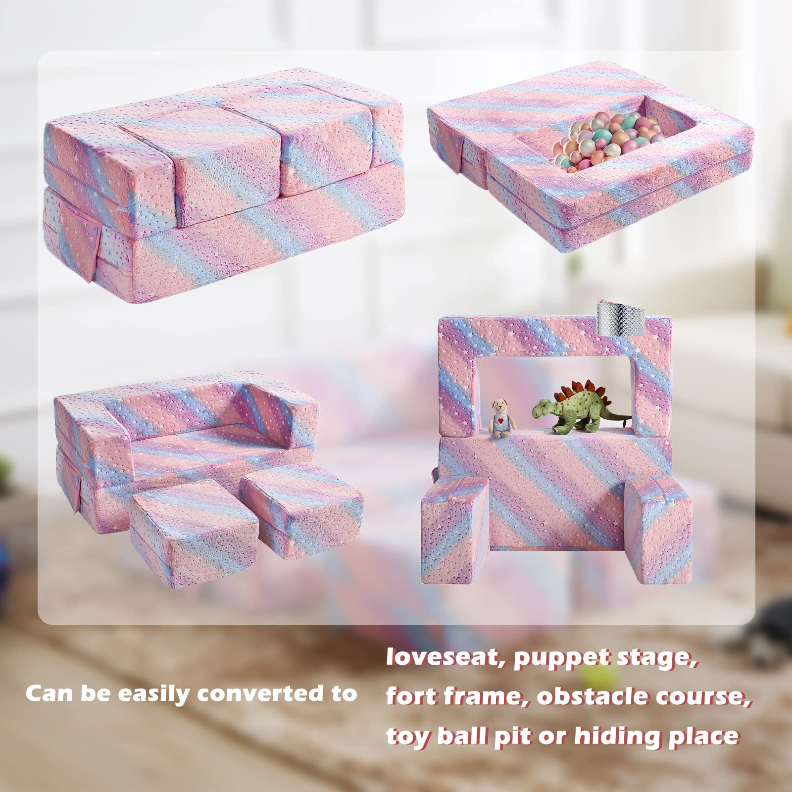 Glow in The Dark Modular Explore Sofa for Toddler 3 in 1 Fold Out Sofa
