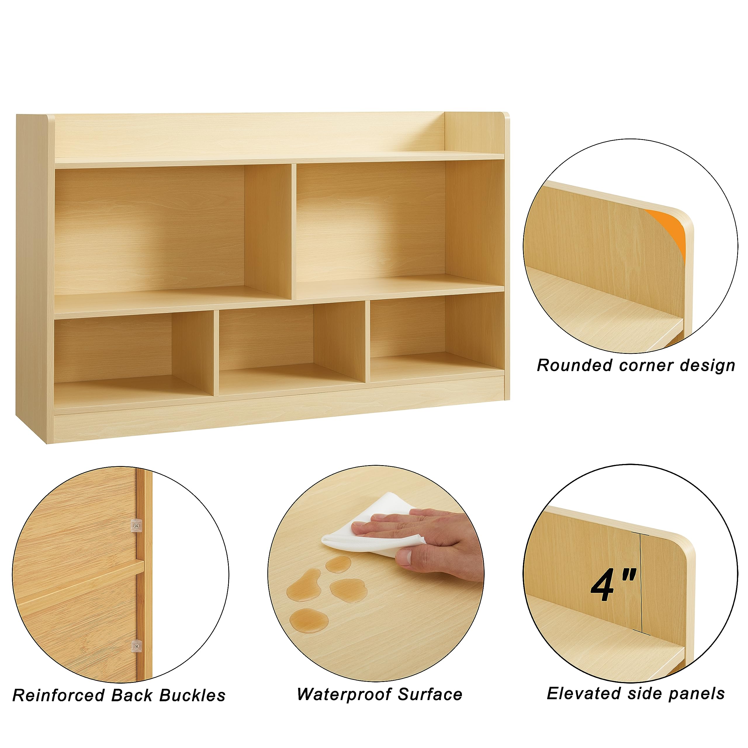5-Section Toy Storage Organizer and Bookshelf for Kids