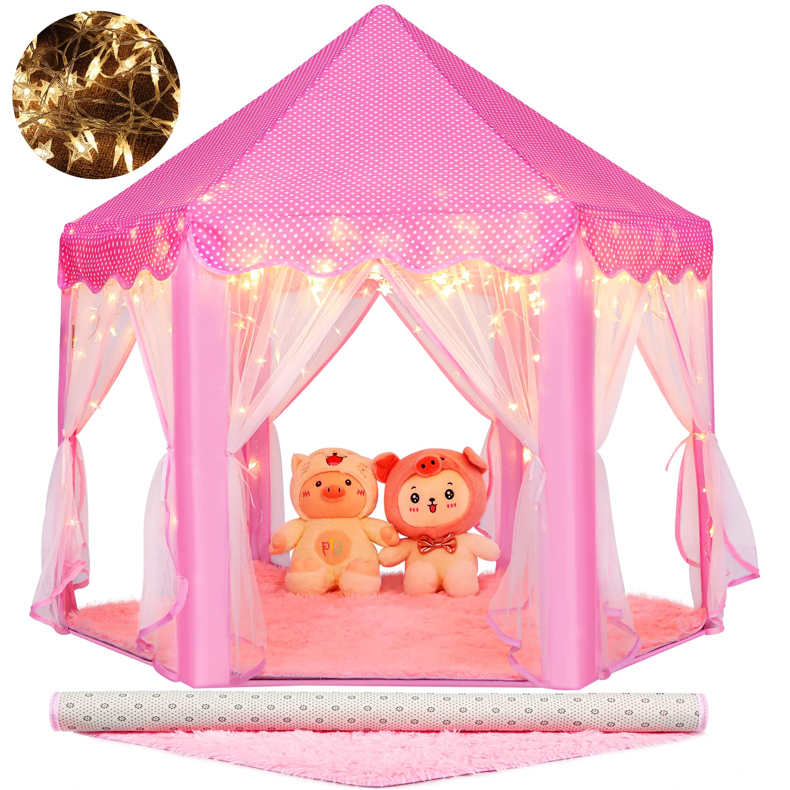 Princess Castle Play Tent with Star Lights
