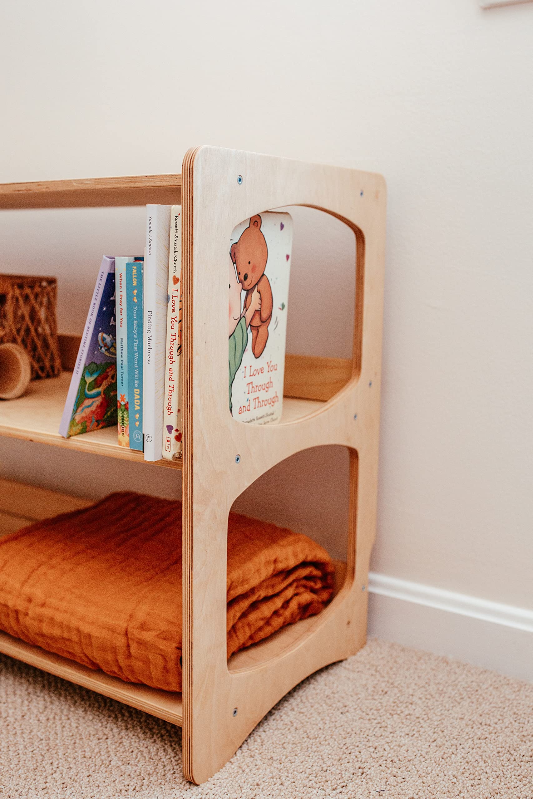 Montessori Bookshelf for Toddlers - Wooden Book and Toy Organizer
