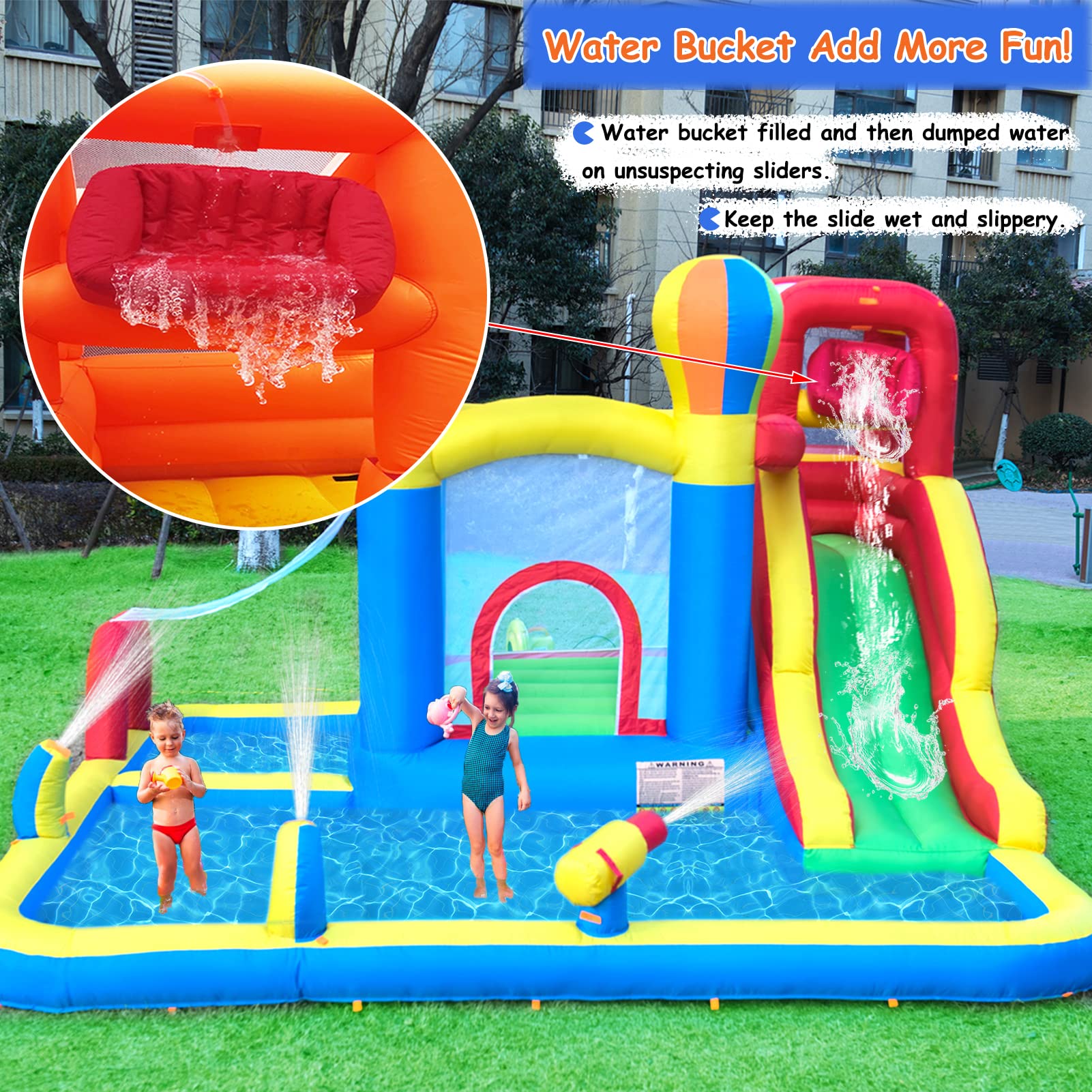 Inflatable Bounce House with Water Slide and Splash Pools
