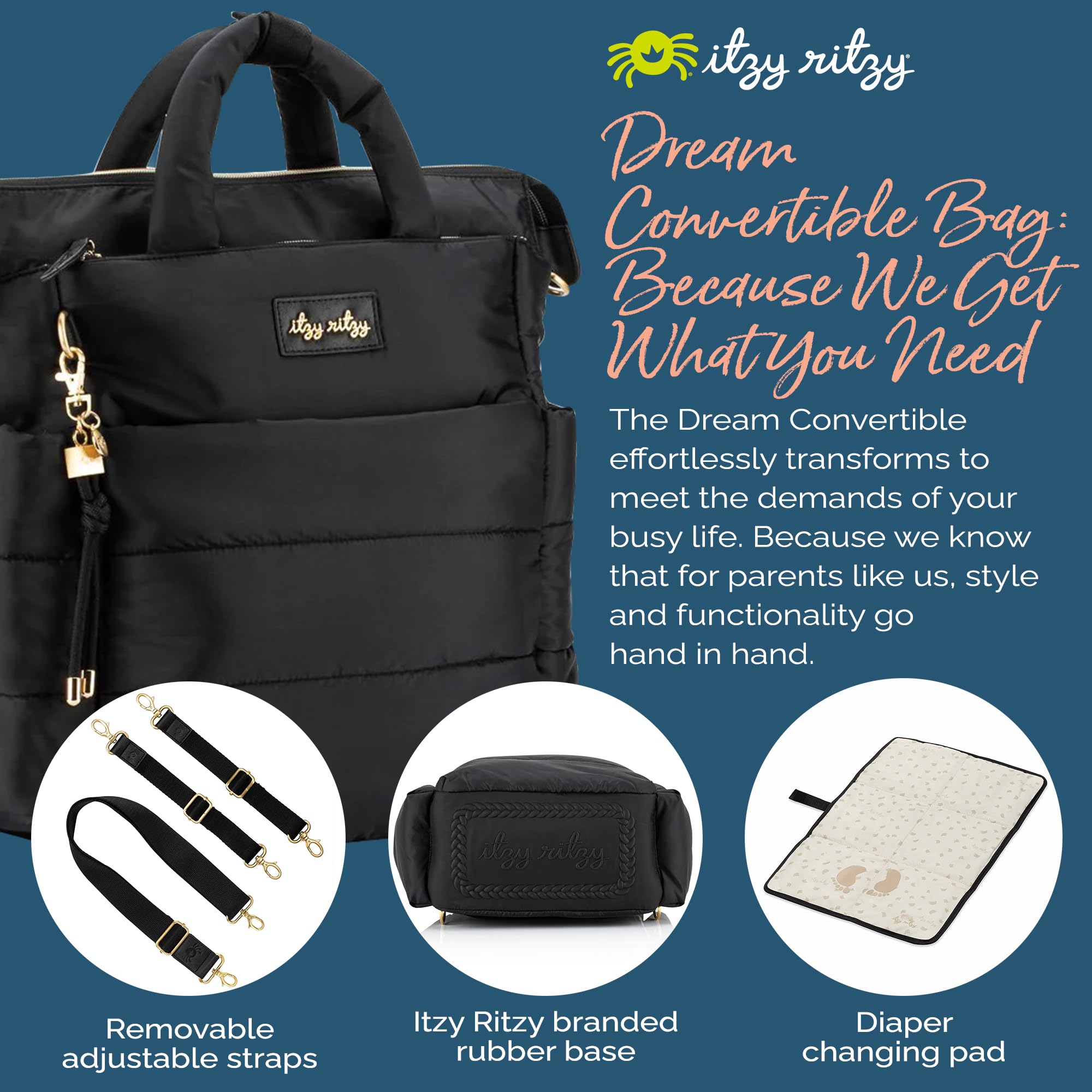 Dream Convertible Diaper Bag Tote Backpack - Baby Diaper Bag