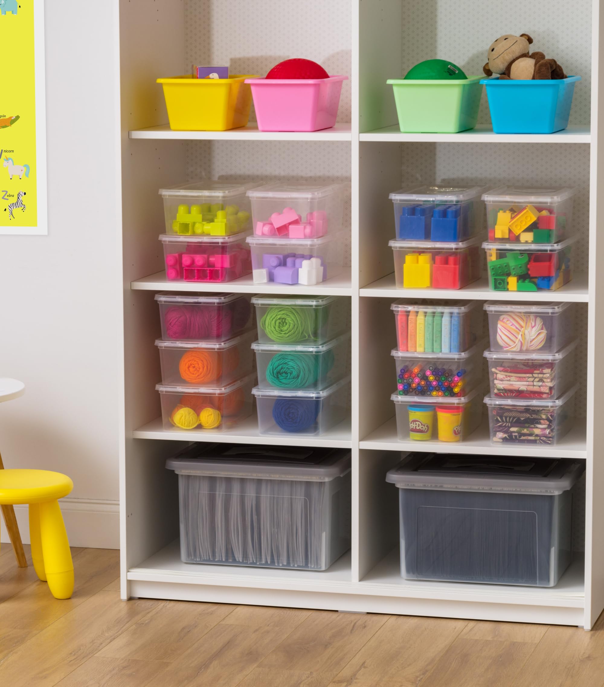 20-Pack Storage Bins with Lids, 6 Quart, Shoe Boxes Clear Stackable Containers Organize