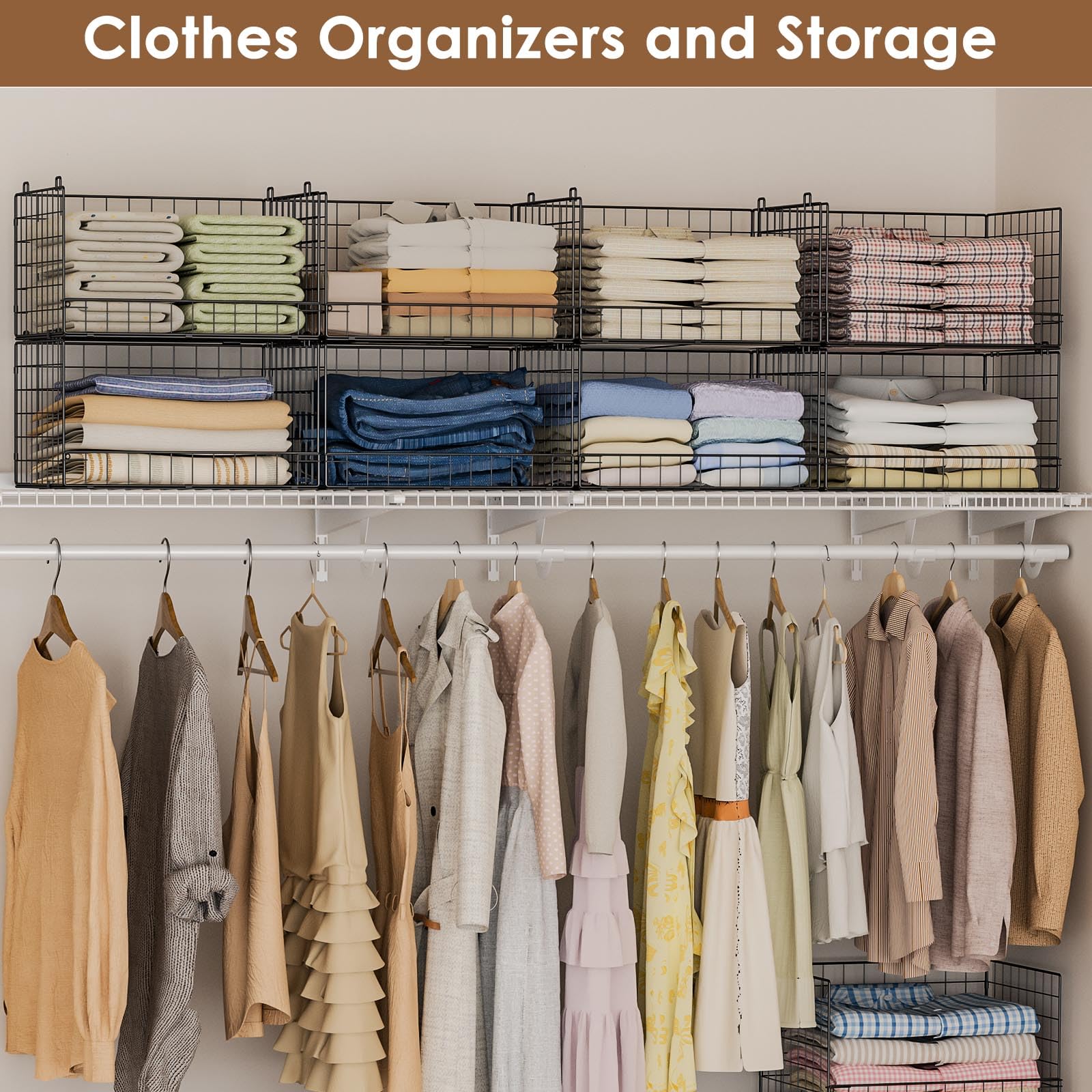 4-Tier Stackable Closet Organizer Shelves