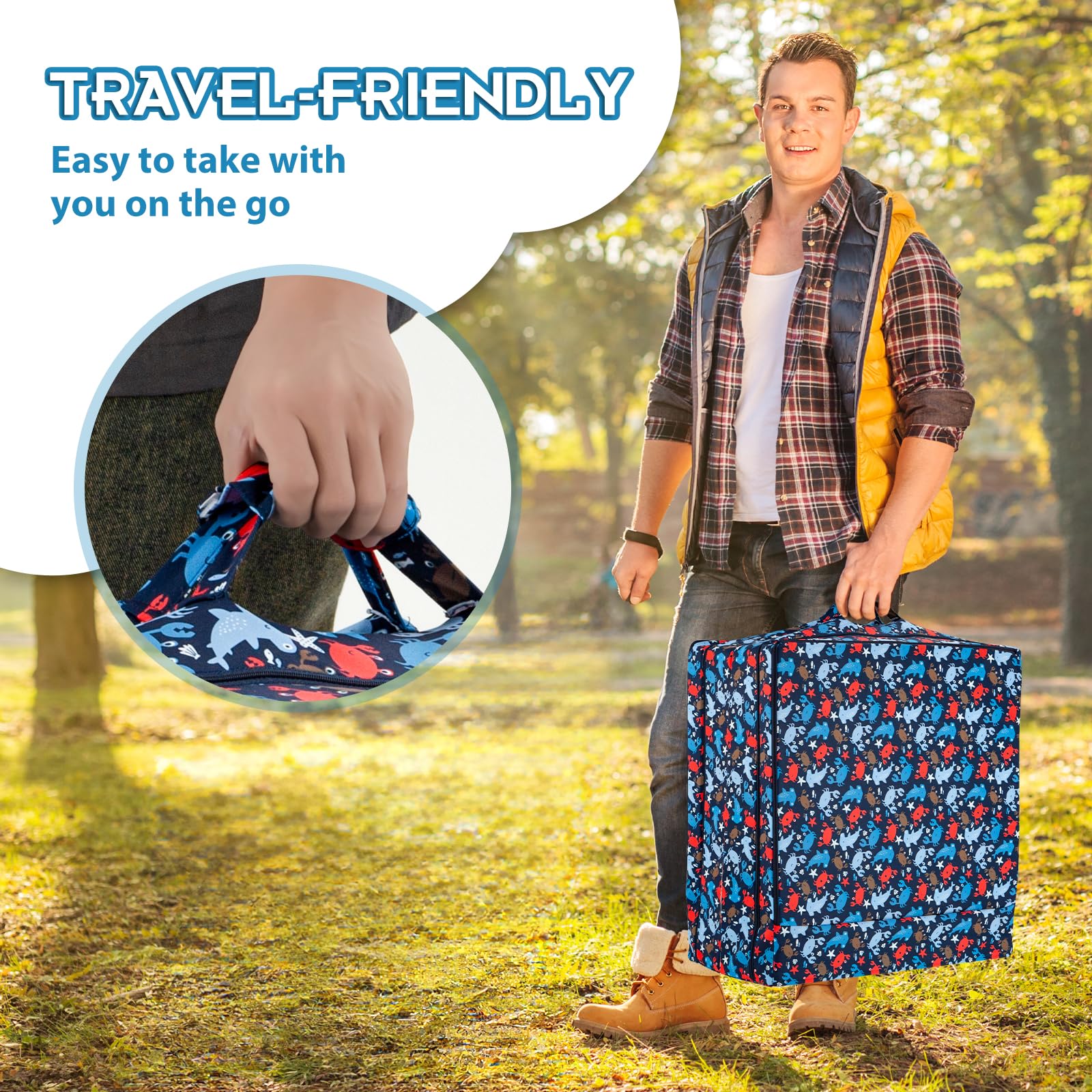 Portable Foldable Toddler Travel Bed with Washable Cover
