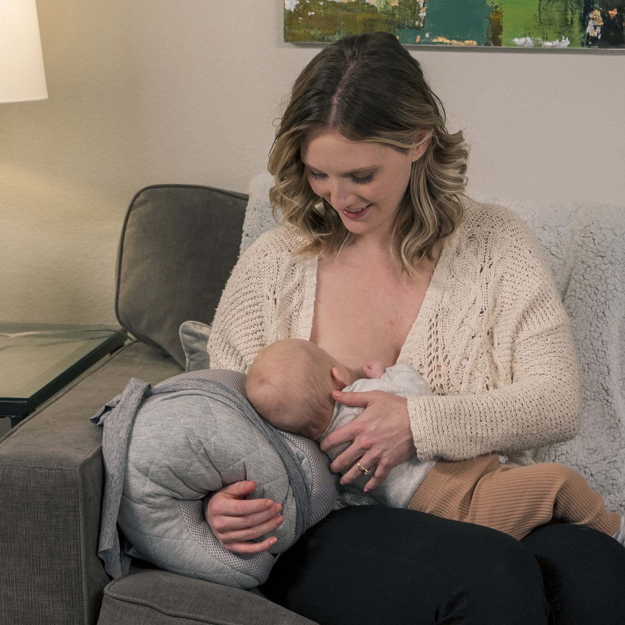 Anywhere Travel Nursing Pillow, Soft Gray, Plus Sized to Petite