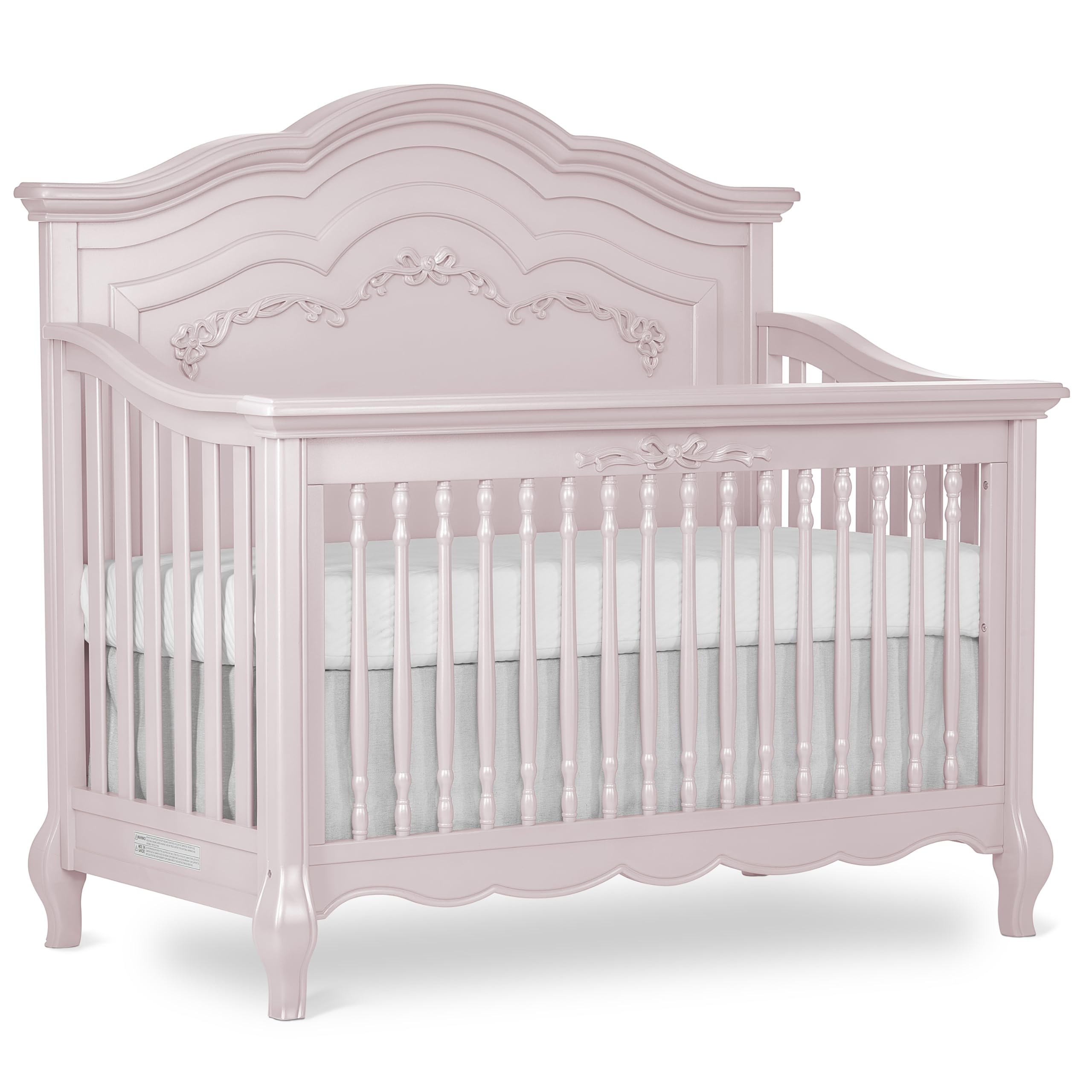 Aurora 5-in-1 Convertible Crib with Ribbon Bow Scrollwork