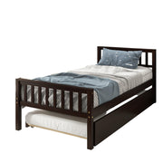 Twin Bed with Trundle, Platform Bed Frame with Headboard