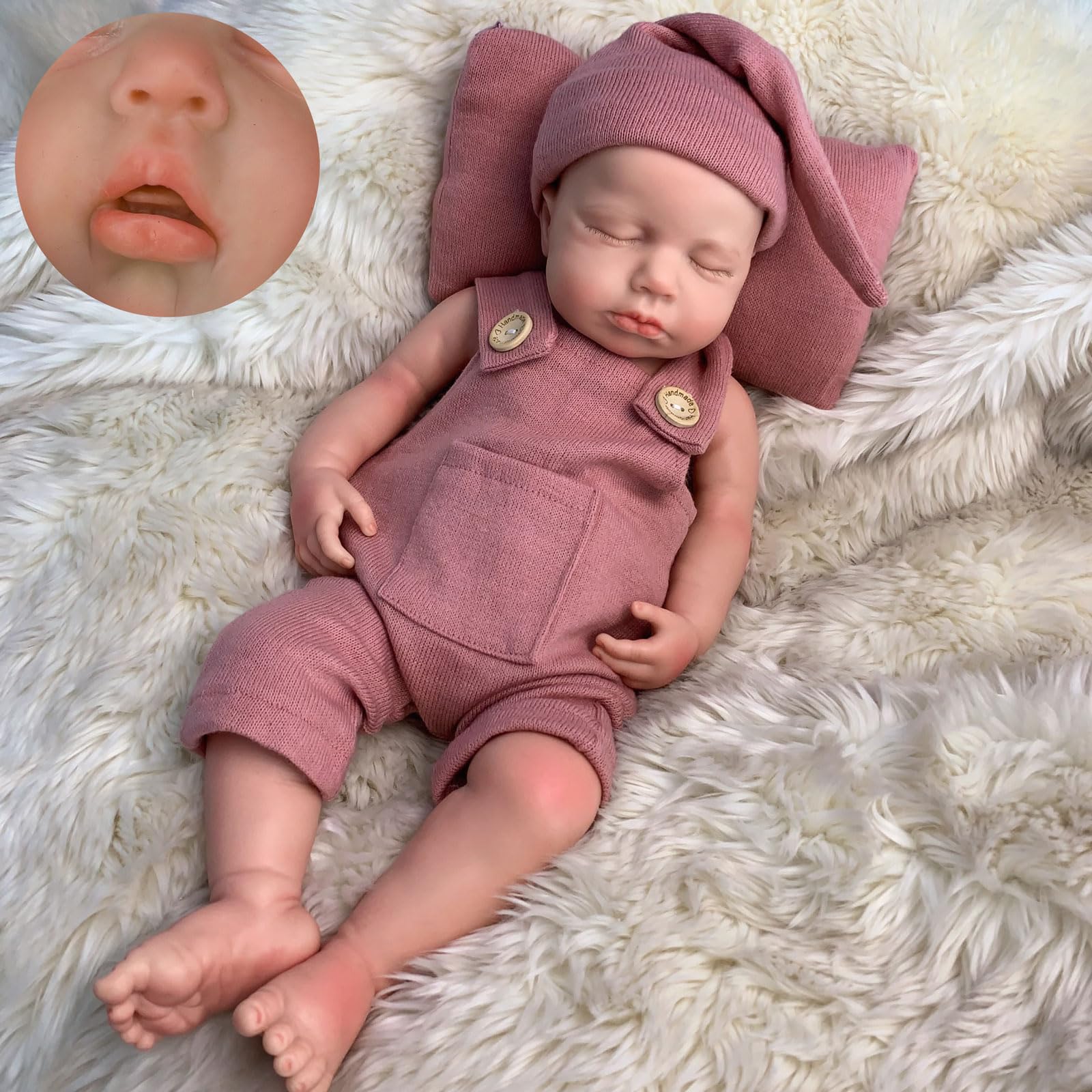18 inch Lifelike Full Silicone Baby Doll Girl Open Mouth Realistic Reborn Dolls That Look Real