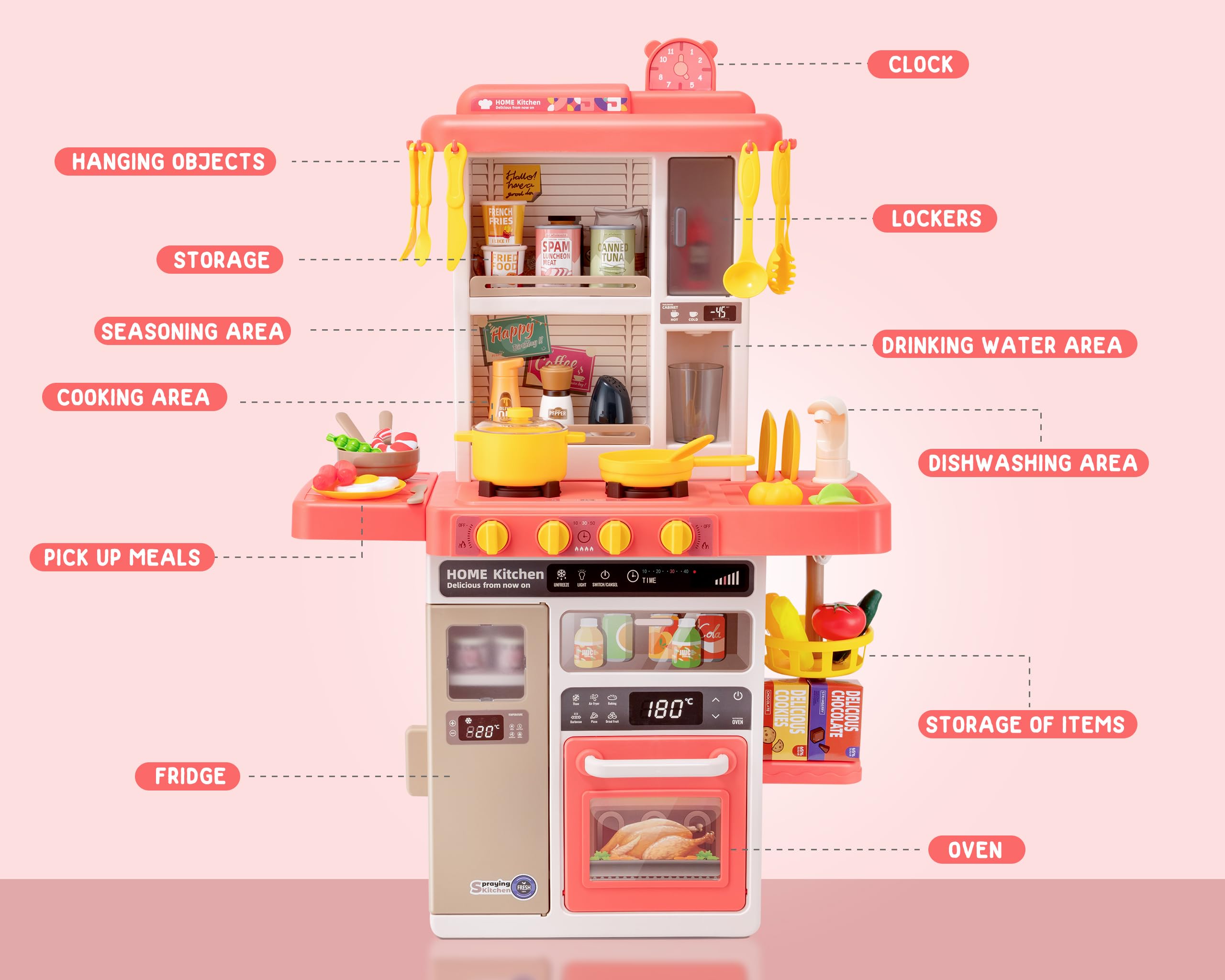 Interactive Kids Kitchen Play Set with 50 Pieces