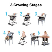 Graco Blossom 6 in 1 Convertible High Chair, Redmond, Infant Highchair, Toddlers Booster & Convenient for Travel