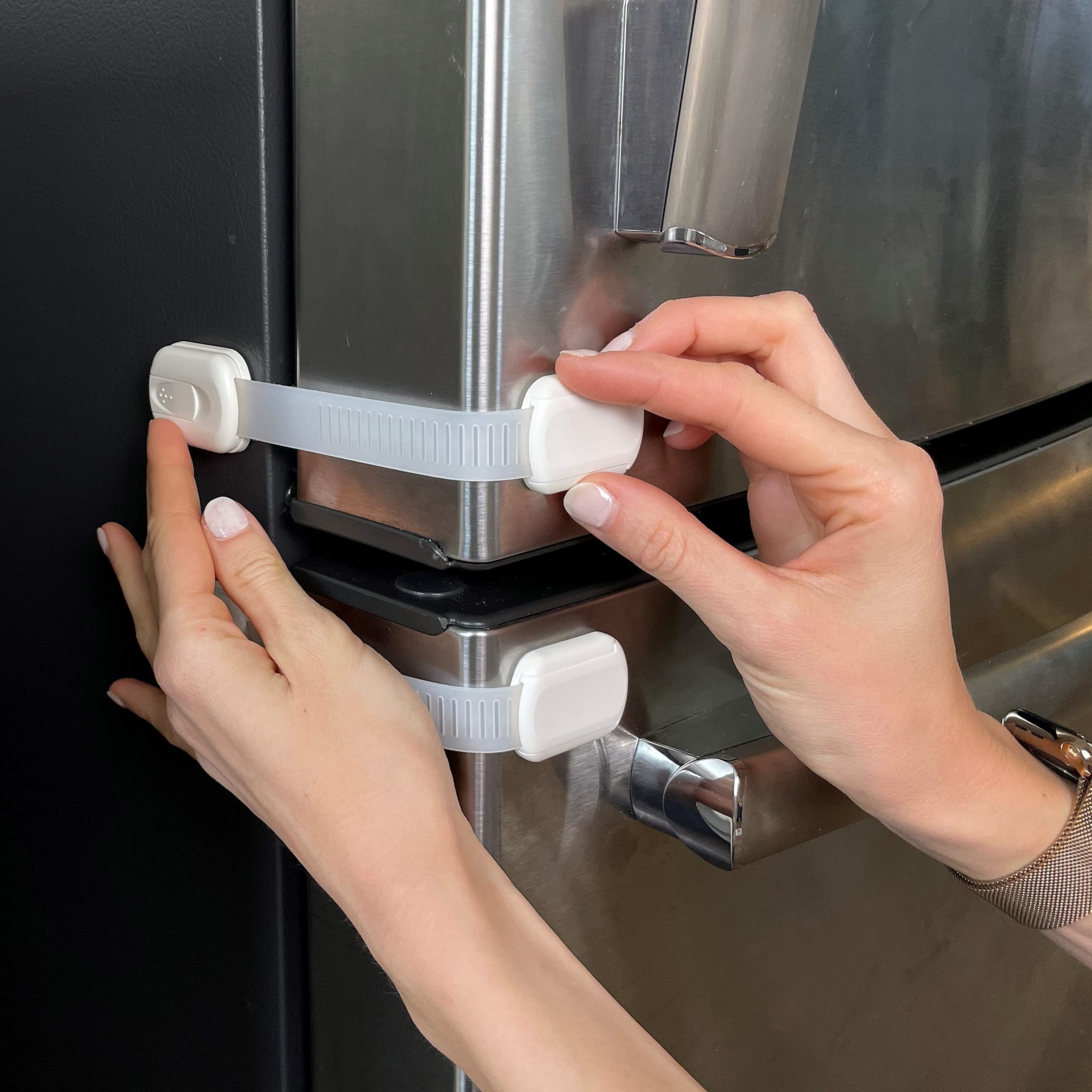 Baby Proofing Cabinet Locks - Childproofing Adjustable Multi Use Straps Latches