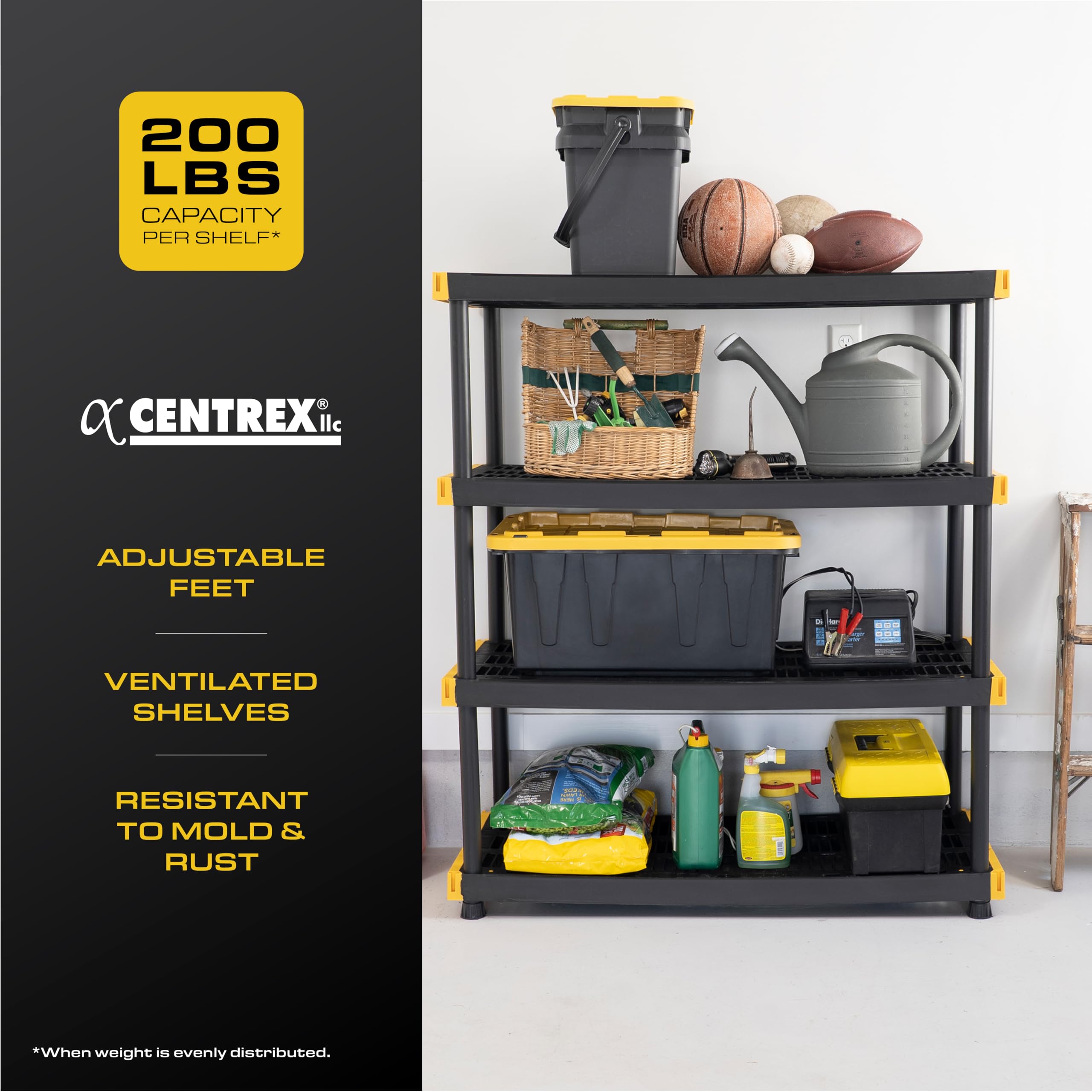 Heavy Duty Plastic Storage Shelving Unit 4-Tier Modular Rack