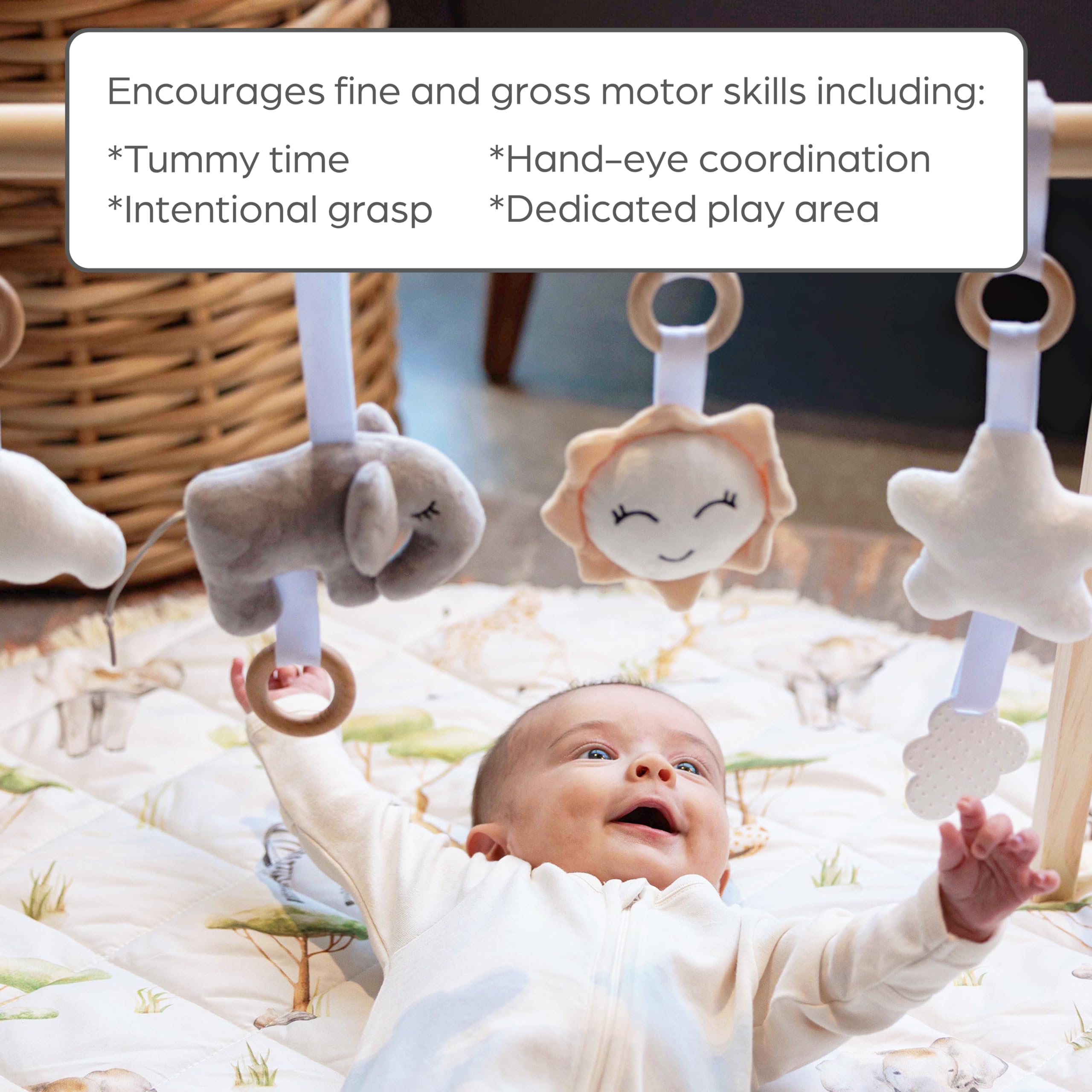 Wooden Baby Play Gym with Washable Mat