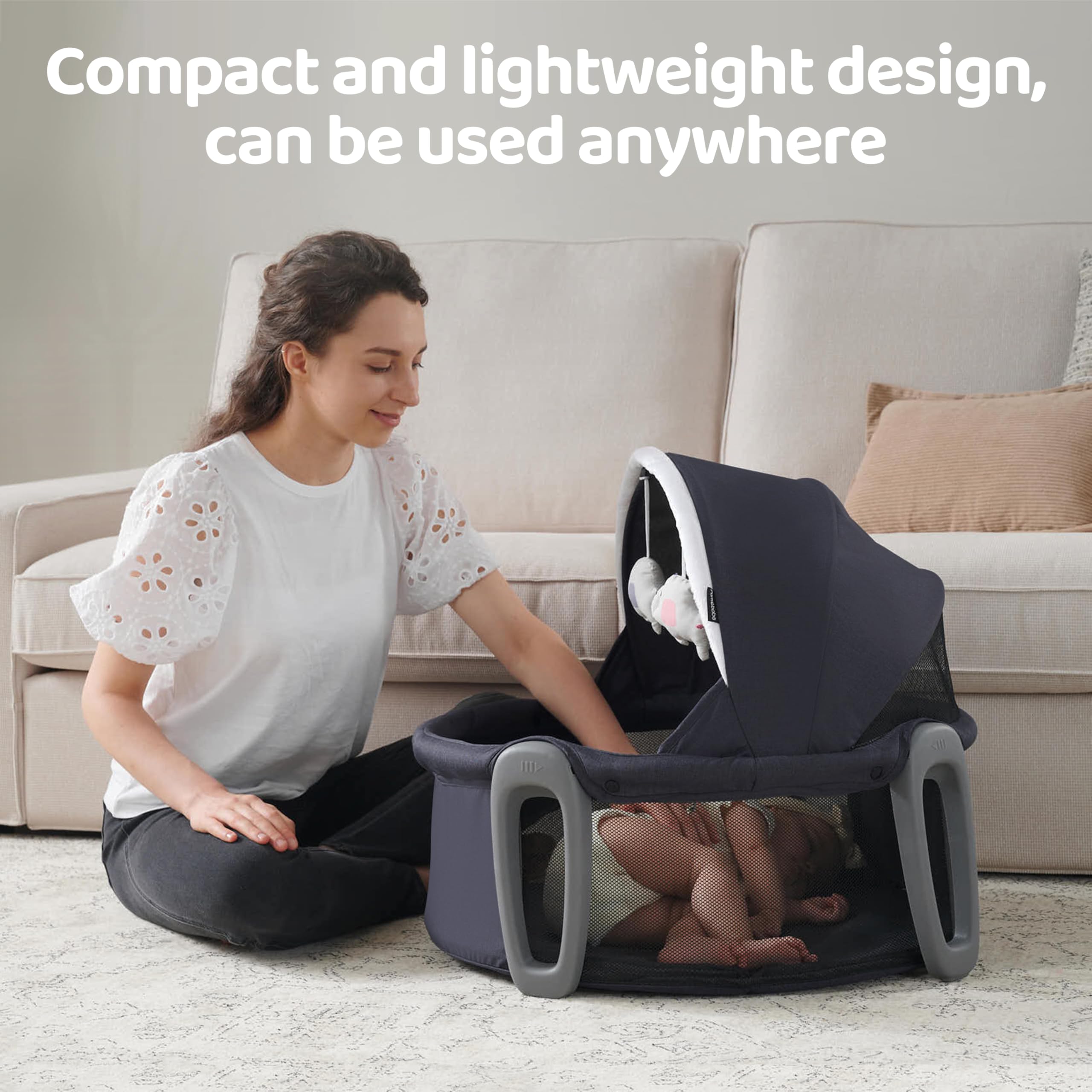 Portable Baby Bassinet and Play Space with Canopy