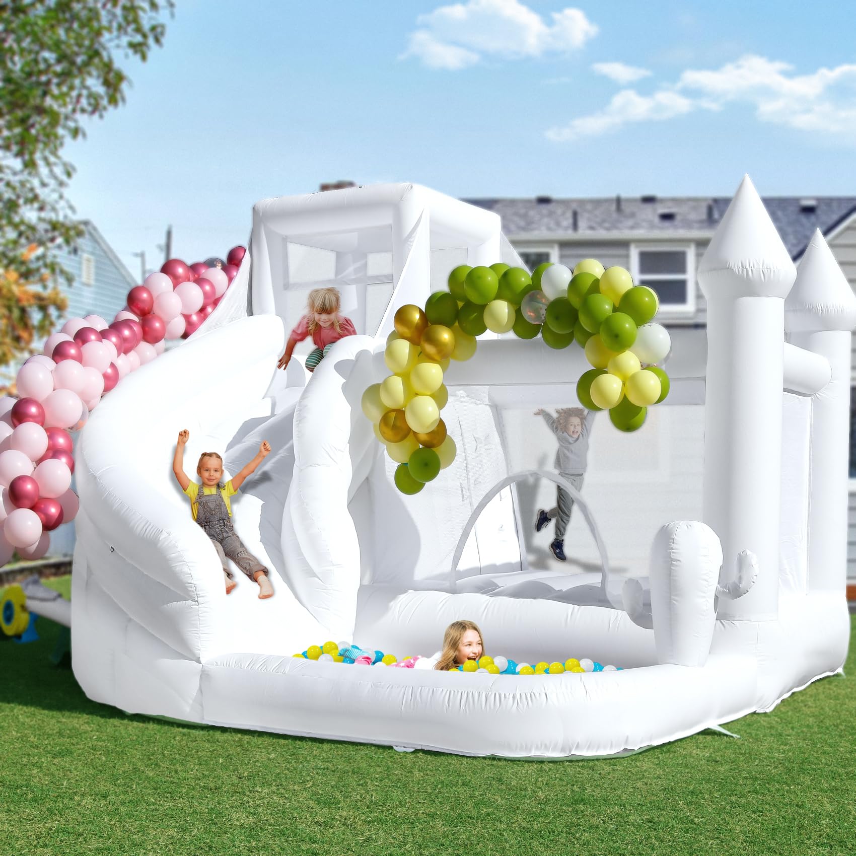 16FT Large Commercial White Inflatable Bounce House - Indoor Outdoor
