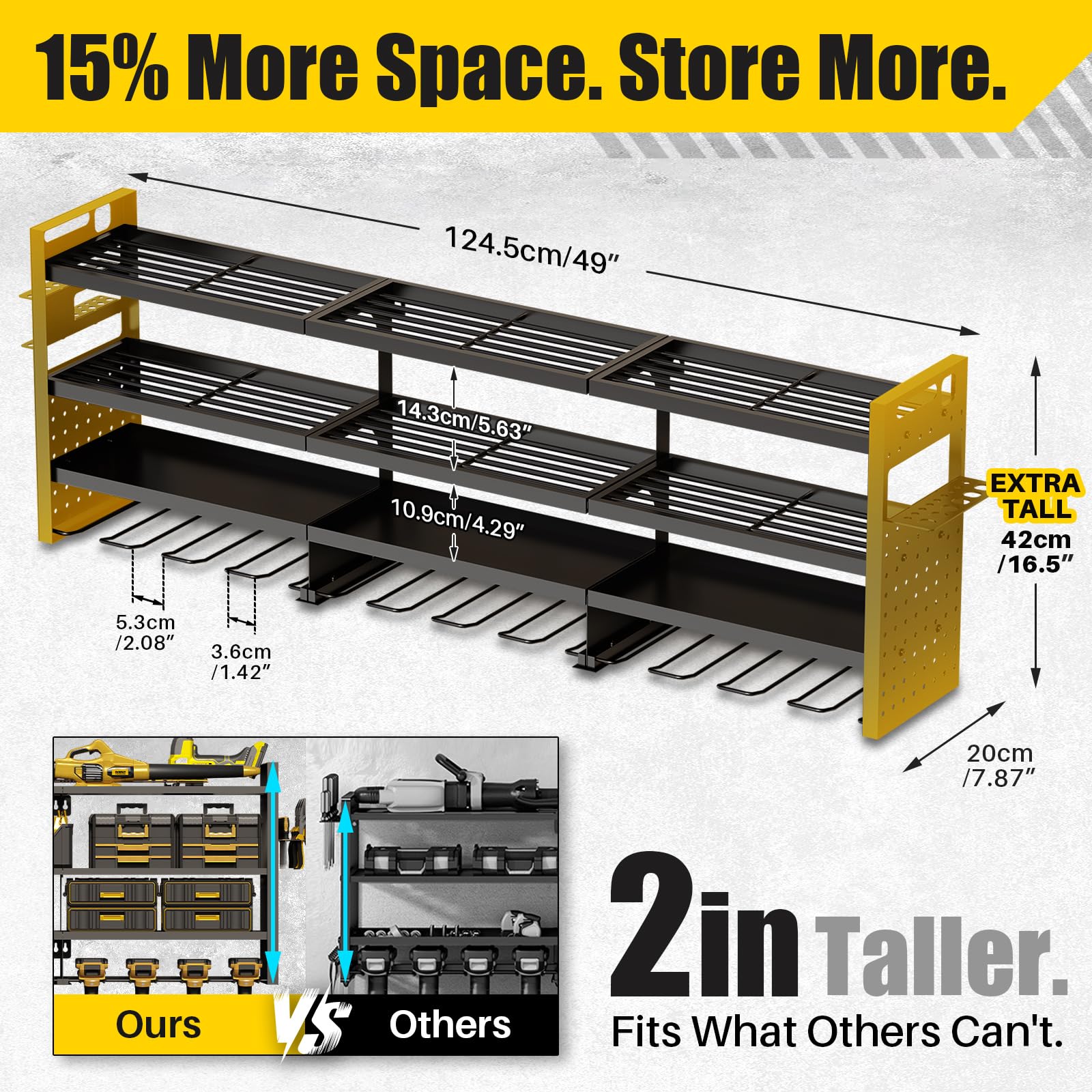 Power Tool Organizer Wall Mount - 4-Tier Heavy Duty Garage Storage Rack with Drill Holder
