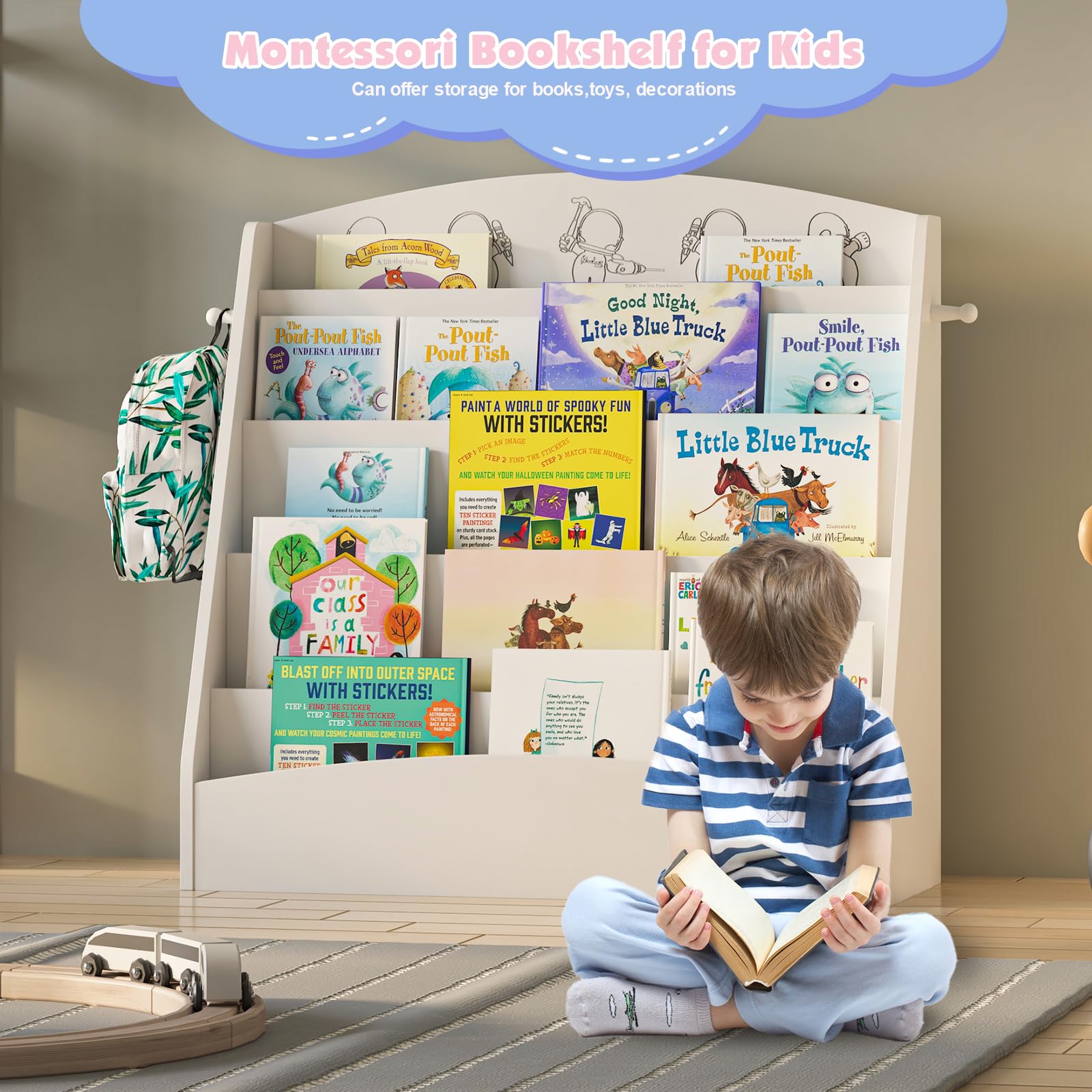 5-Tier Montessori Kids Bookshelf