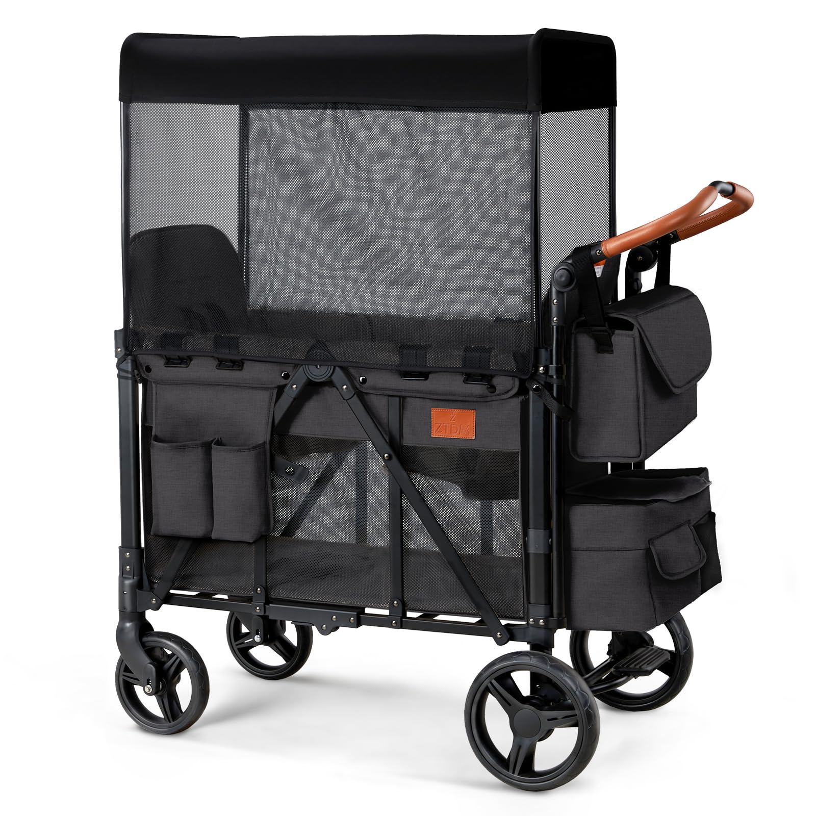 Wagon Stroller for 2 Kids, High Seat & 5 Point Harness, Foldable All-Terrain Wagon