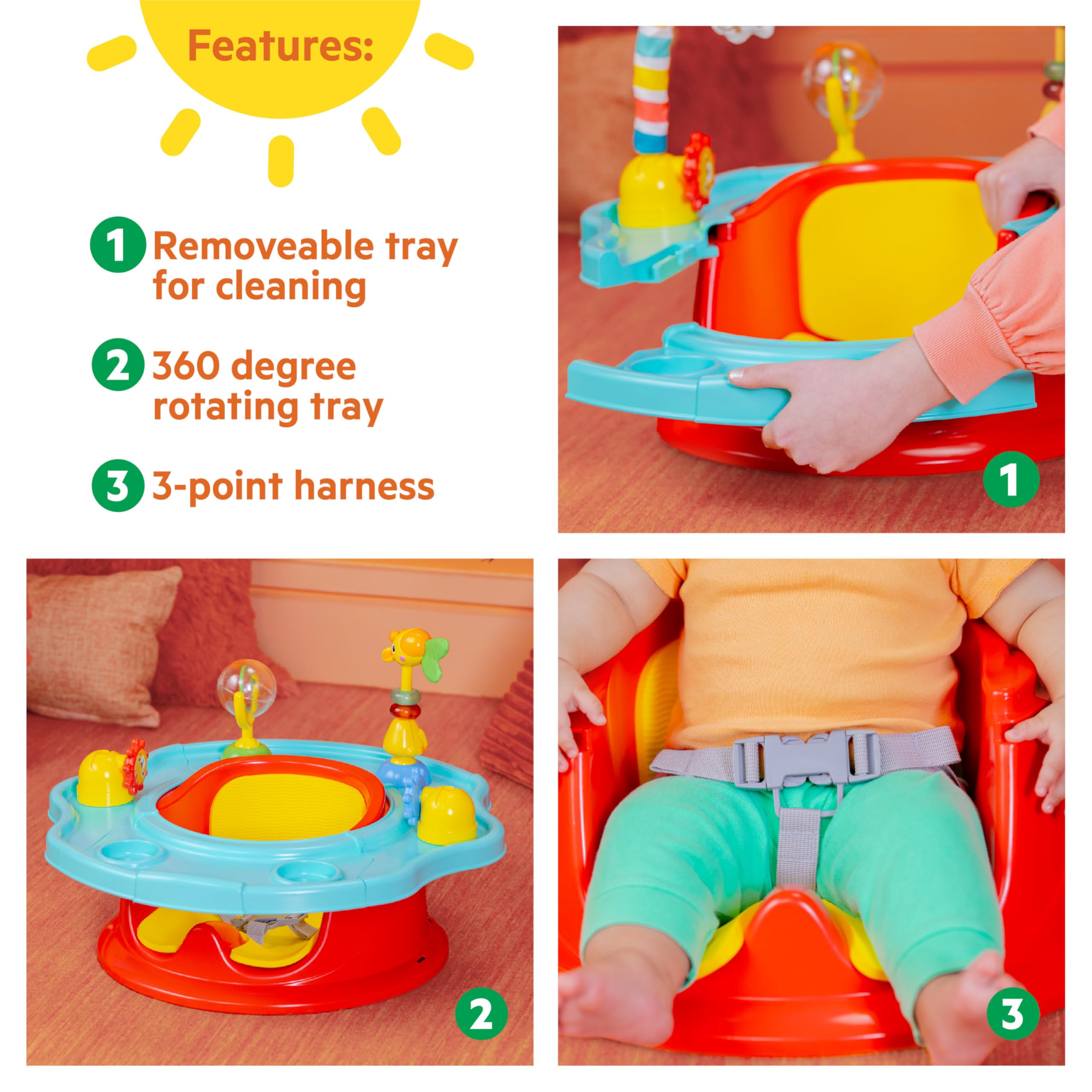 3-in-1 Baby Activity Seat with Toys and Booster