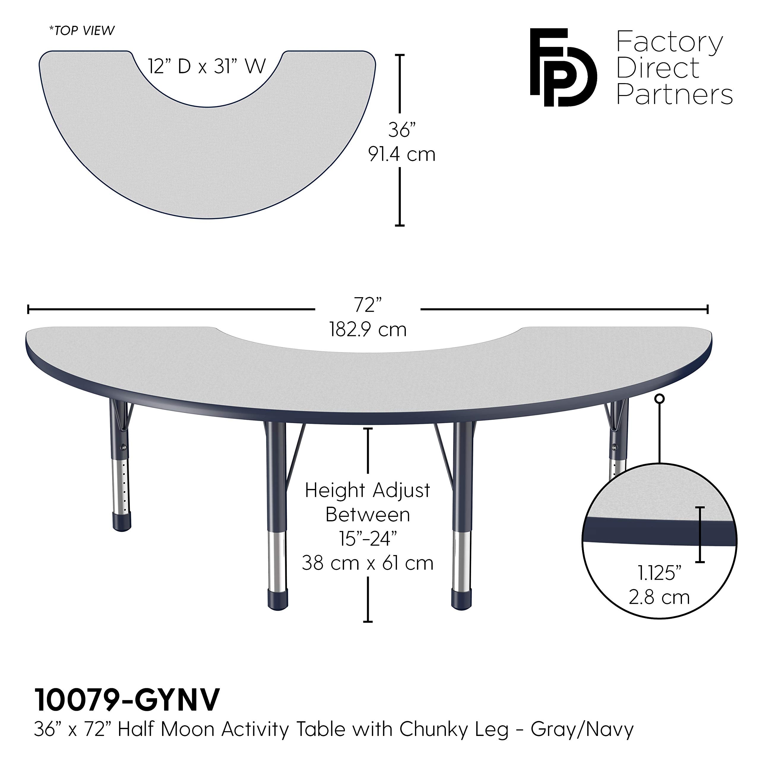 Half Moon Activity Table for Kids 36x72 Adjustable Height