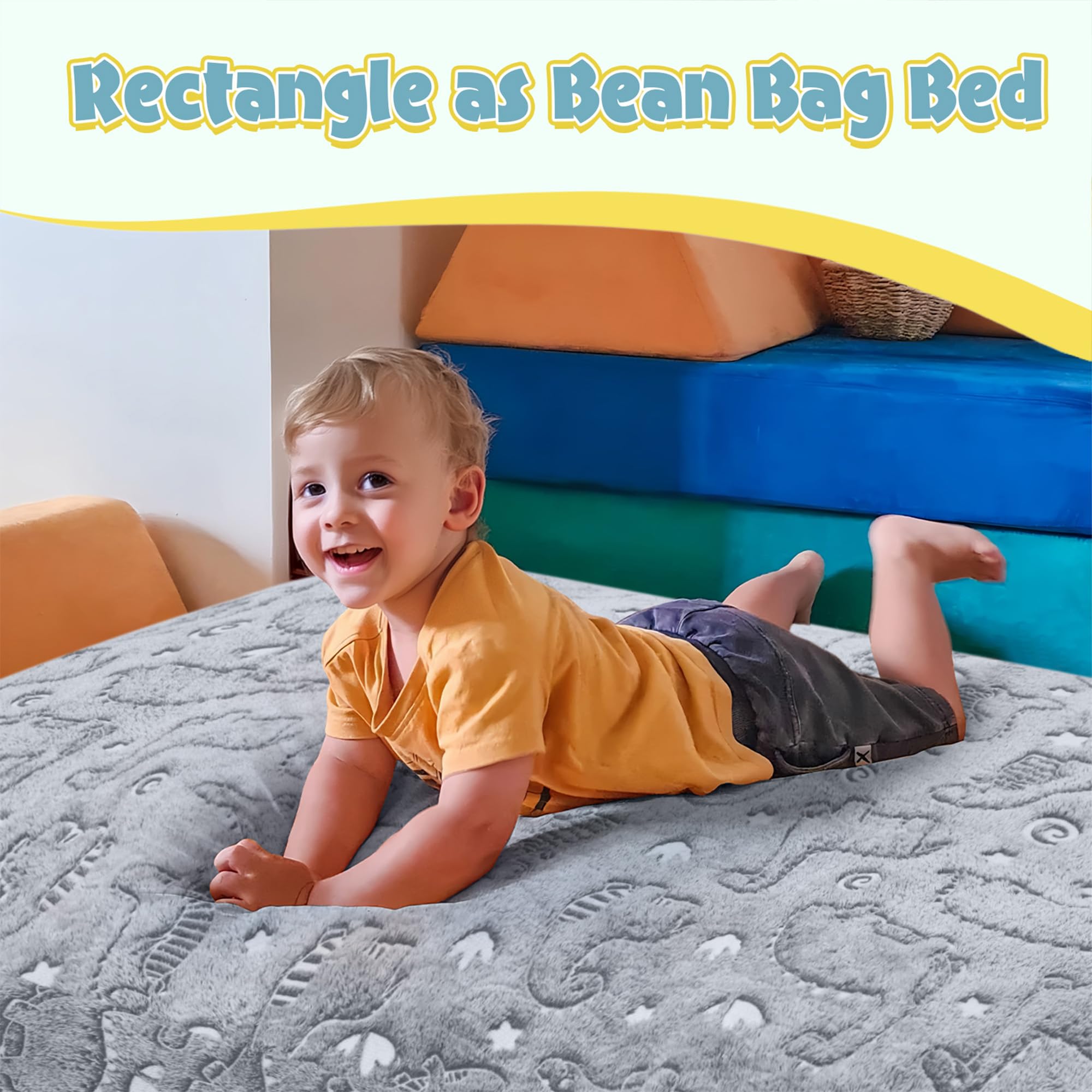 Convertible Dinosaur Bean Bag Chair for Kids