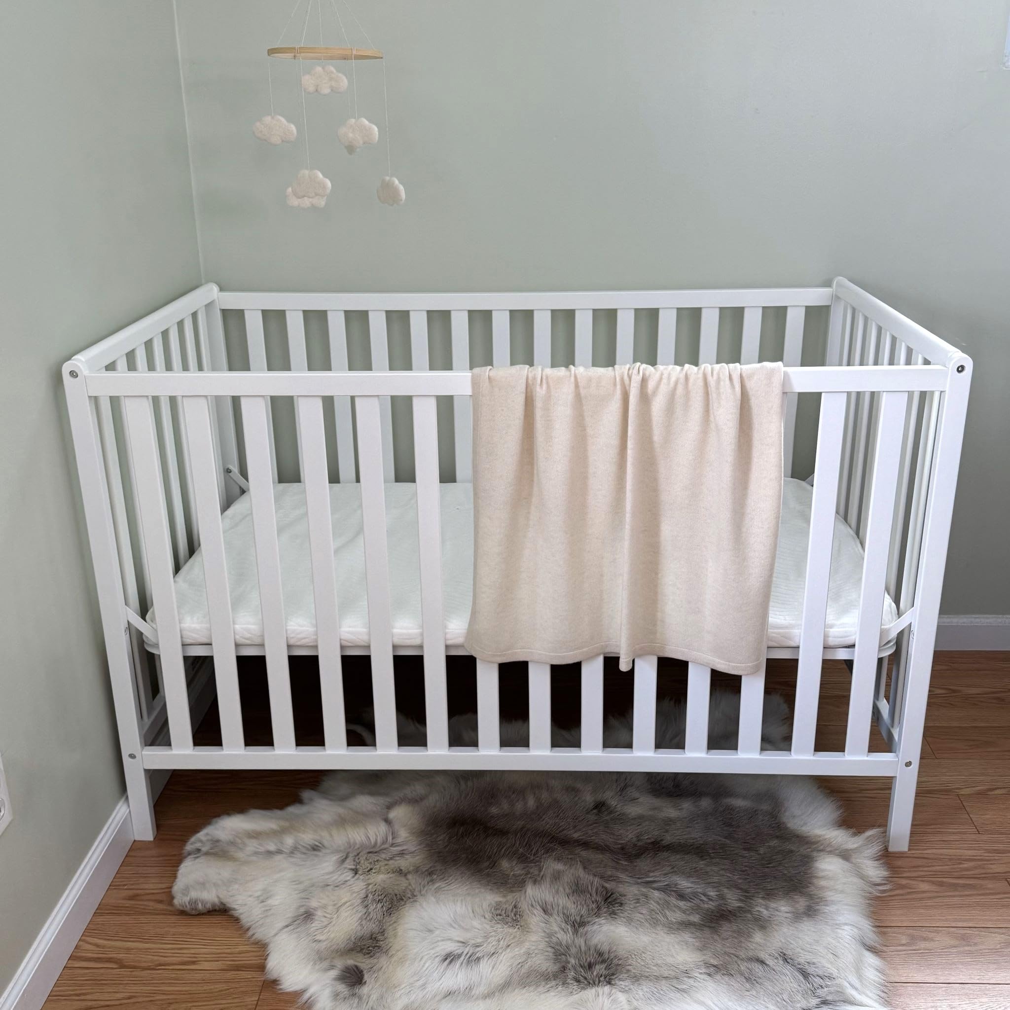 Cashmere Receiving Blanket with Hood in Natural - Unisex, 30” x 30”