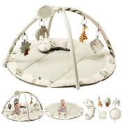 Baby Play Gym & Activity Mat, Tummy Time Mat w 5 Detachable Toys and Pillow