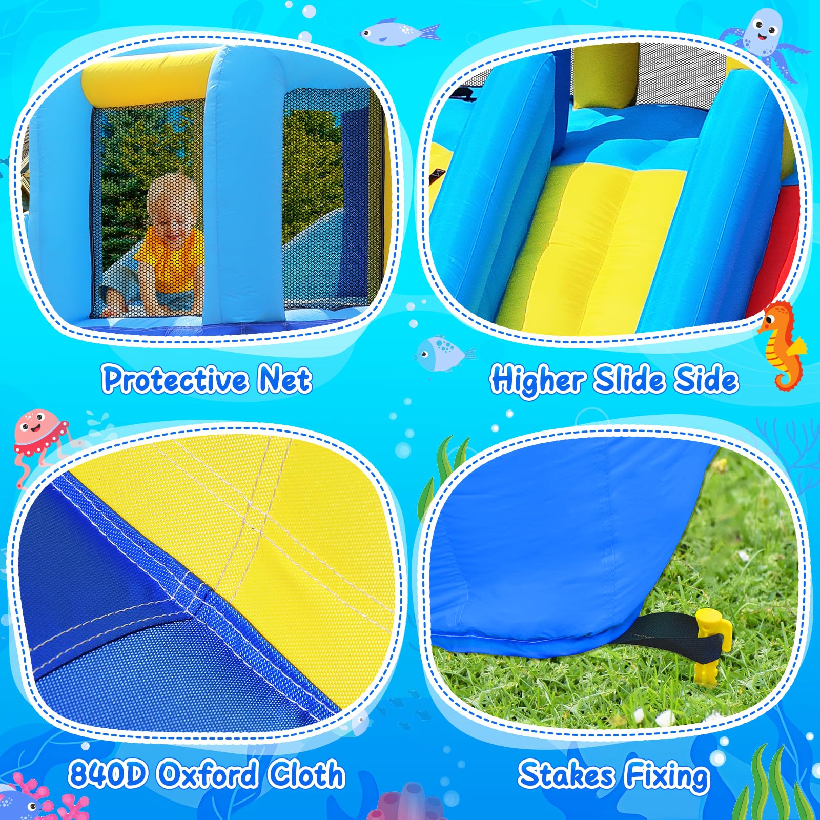 Inflatable Bounce House with Water Slide for Kids