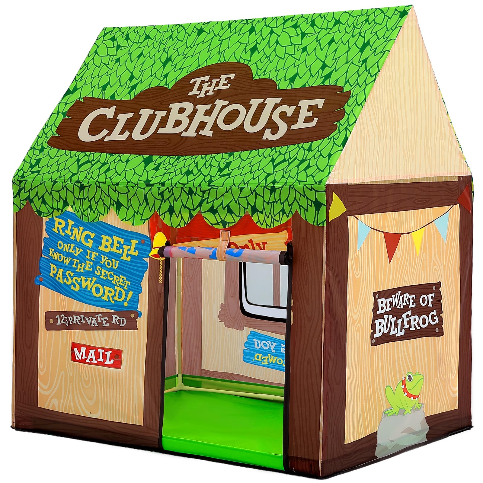 Kids Play Tent Indoor Clubhouse with Roll-Up Door and Windows