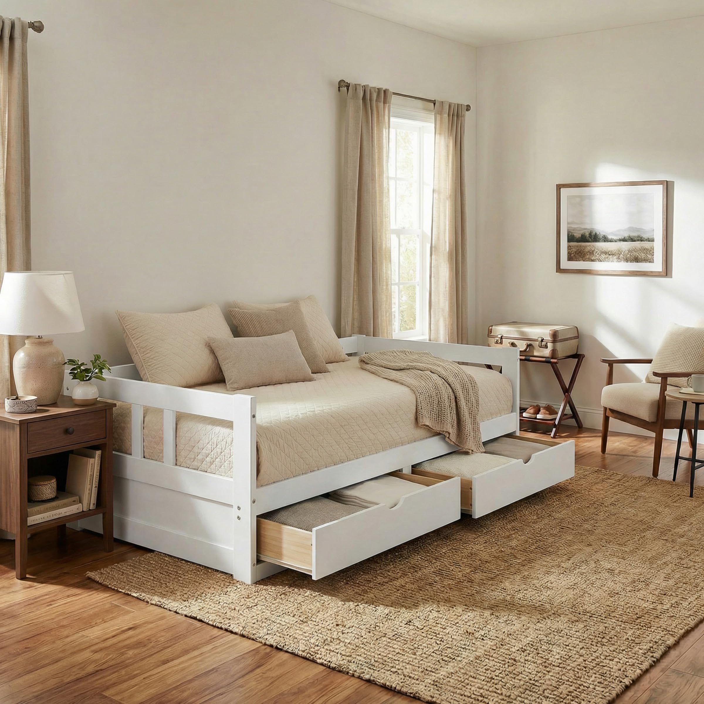 Convertible Twin to King Daybed with Trundle and Storage