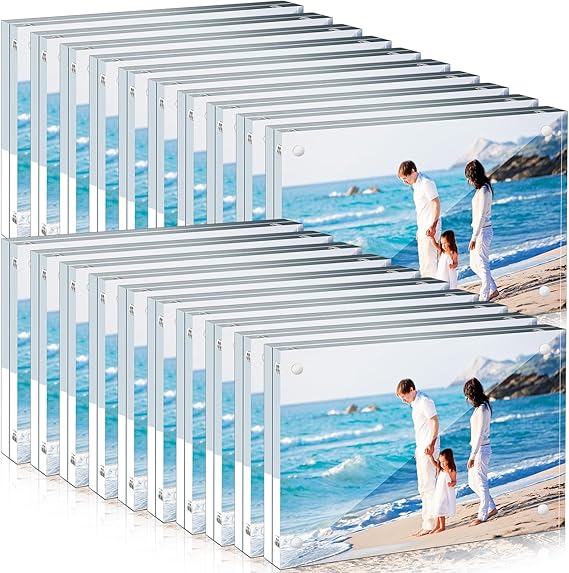 20 Pcs Acrylic Picture Frame Bulk Clear Acrylic Photo Frame Magnetic Desktop Display