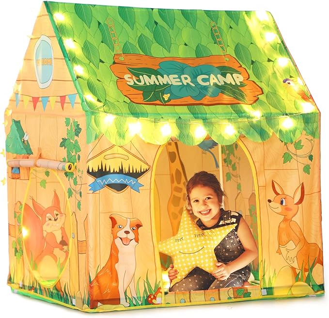 Kids Play Tent Indoor: Clubhouse Tent for Kids with Roll-up Door and Windows