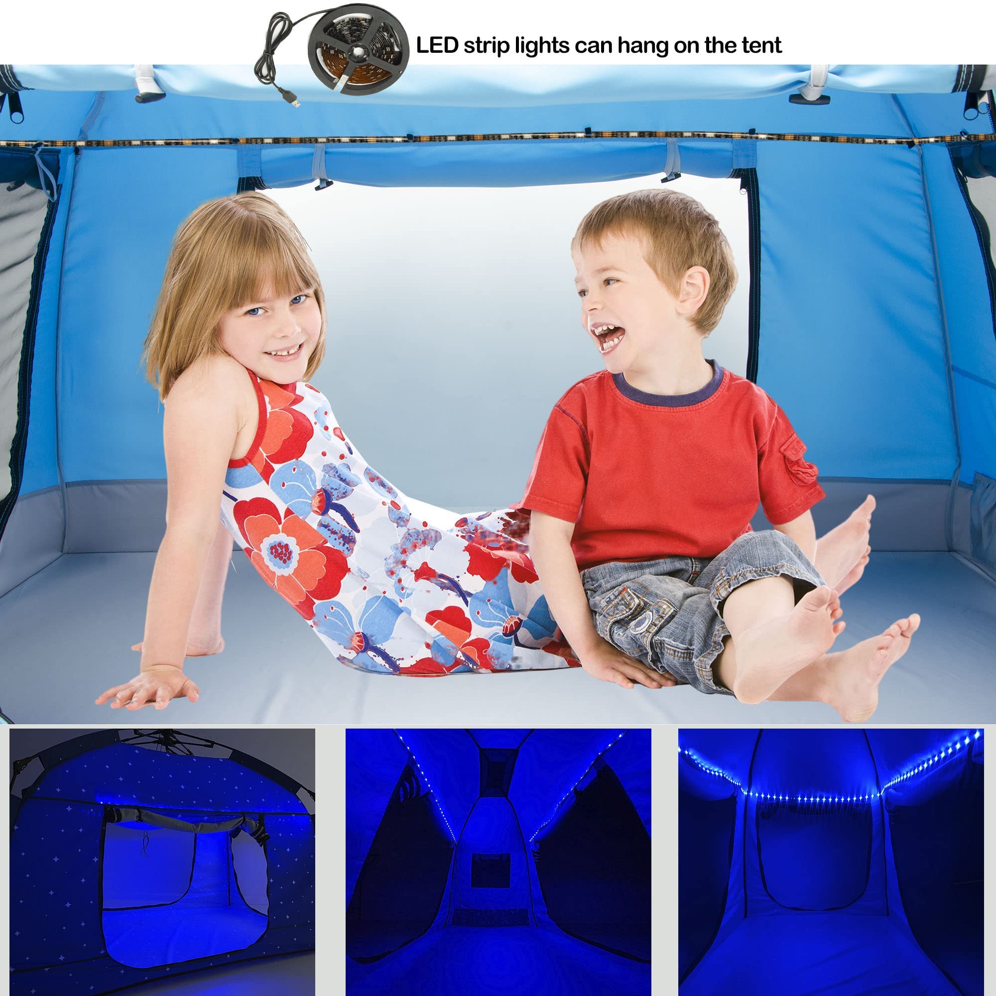 Portable Kids Play Tent with LED Lights