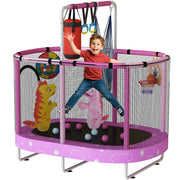 55" Oval Trampoline for Kids Boys & Girls Ages 1-8, Indoor & Outdoor for Fun