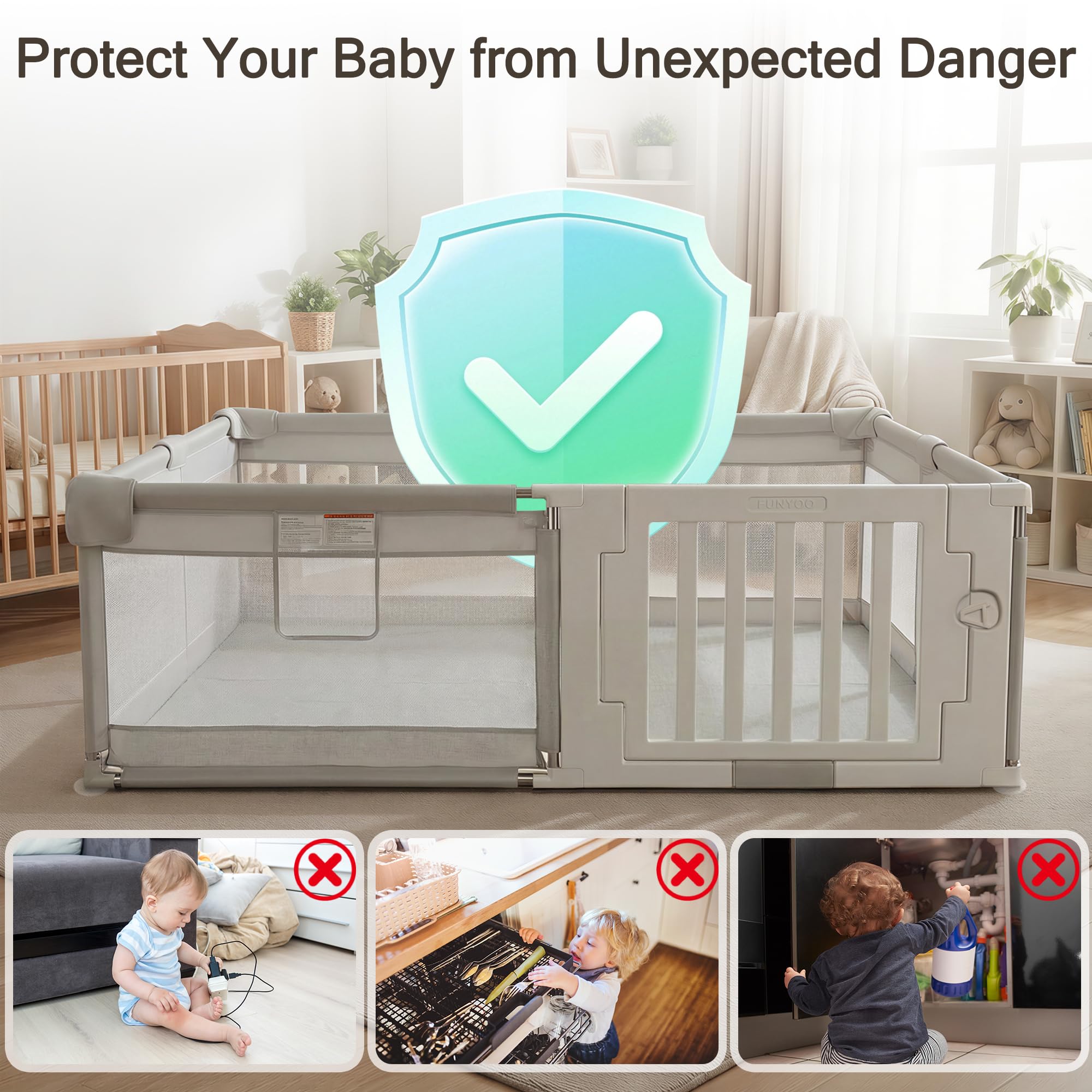 Large Baby Playpen with Gate for Infants and Toddlers