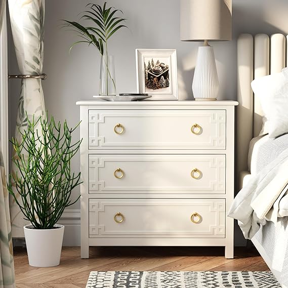 Farmhouse Fully-Assembled 3-Drawer Dresser Chest Cabinet