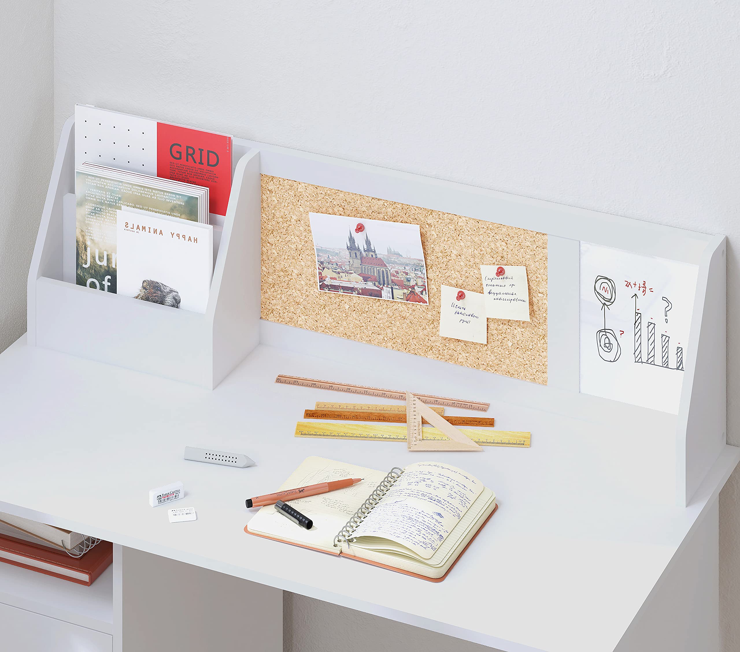 Kids Study Desk with Storage and Hutch