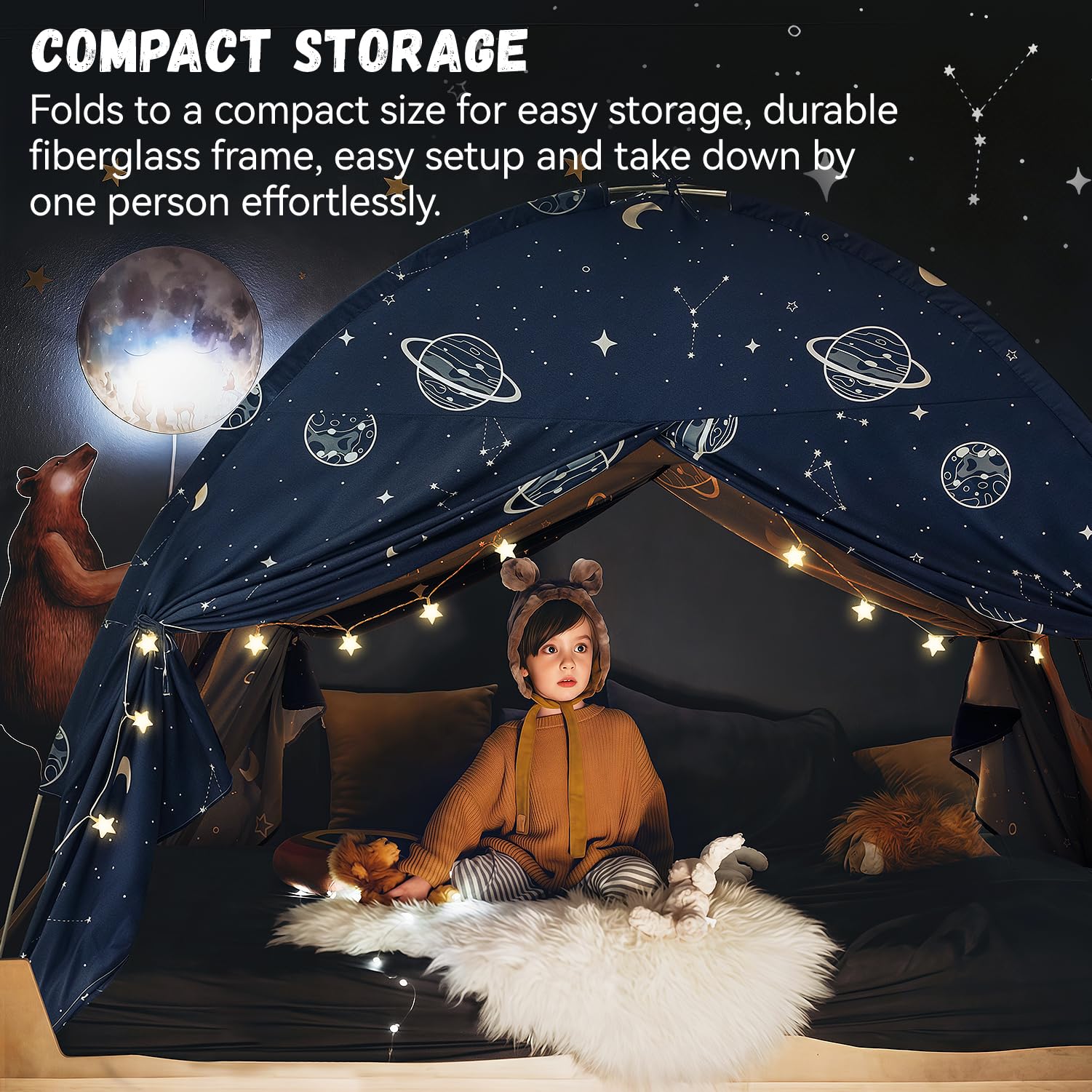 Full Size Space Galaxy Bed Tent Canopy for Kids