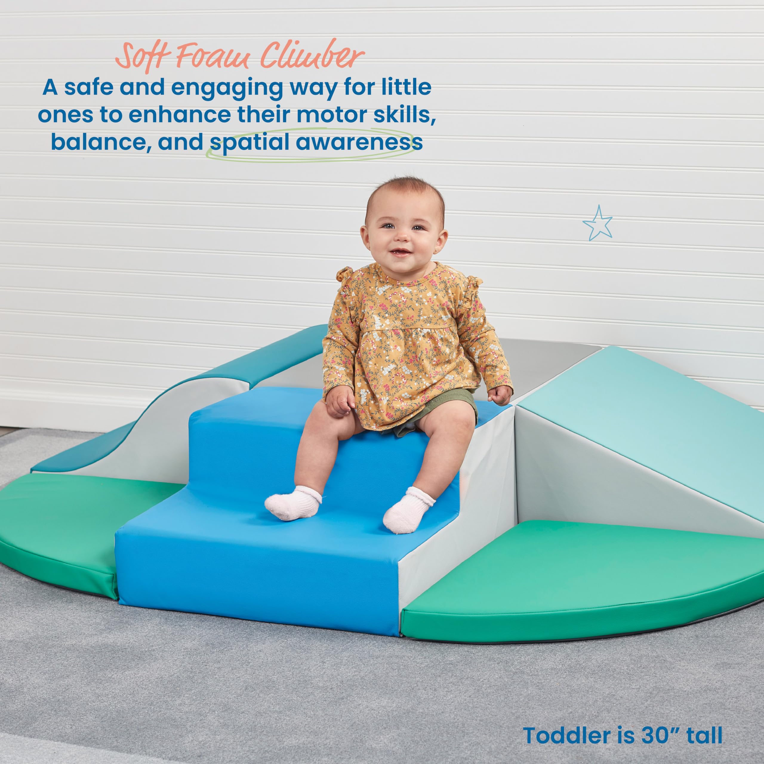 Foam Climber and Slide Playset for Toddlers - 6 Piece Indoor Play Structure