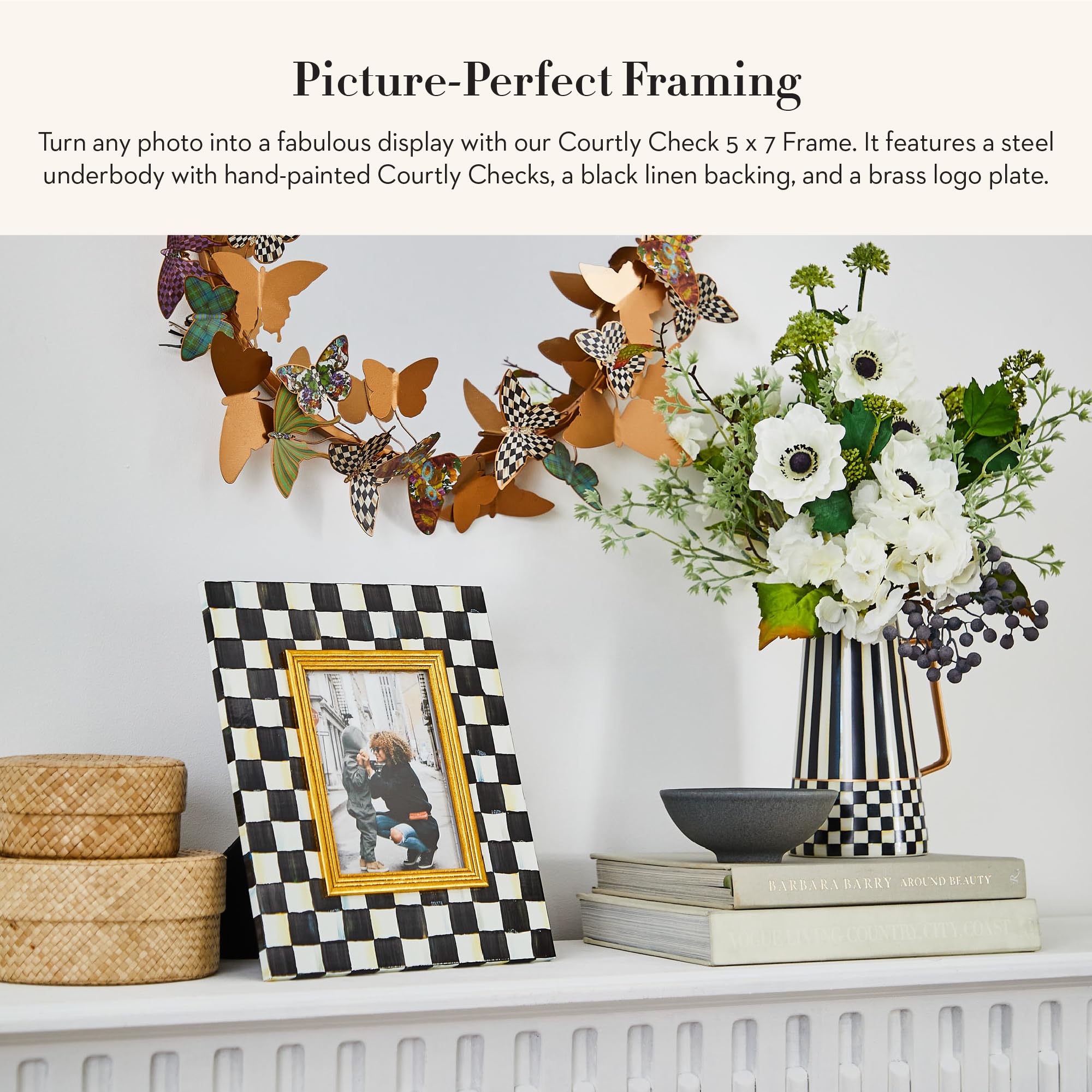 Decorative Enamel 5" x 7" Frame, Cute Rectangular Family