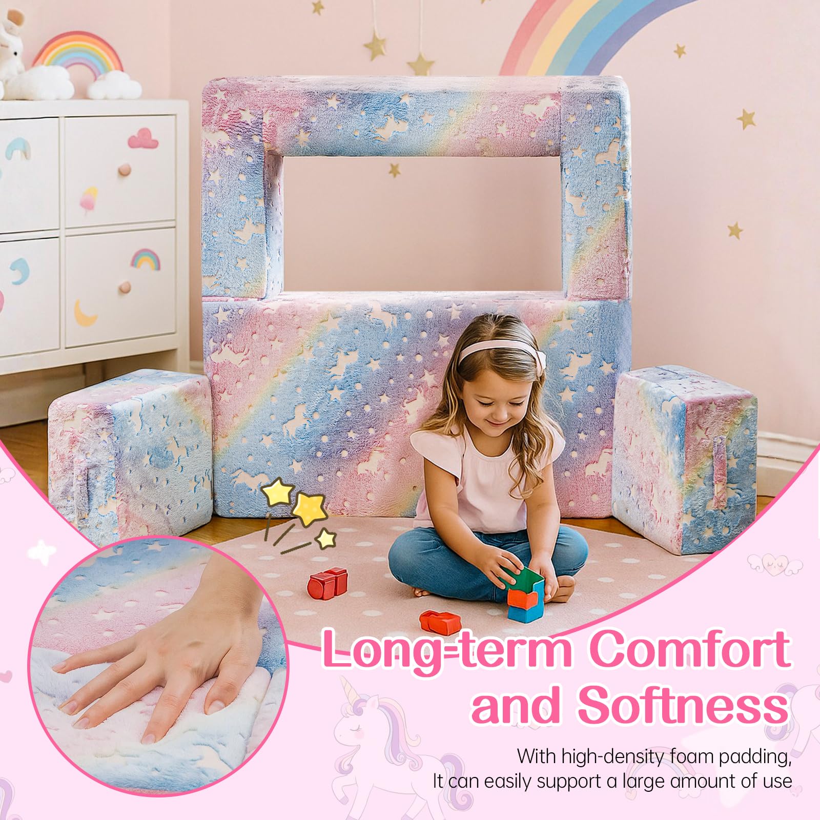 Glow in the Dark Toddler Foam Play Couch