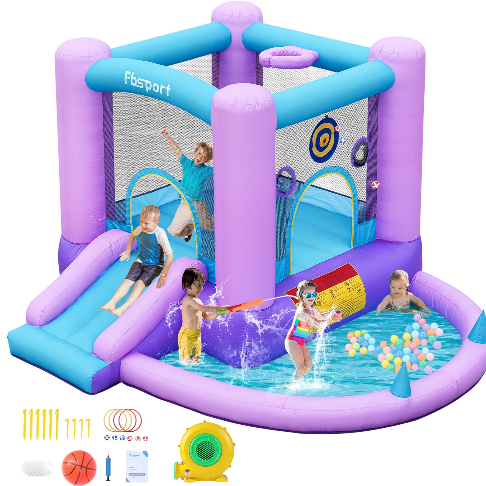 Galaxy Theme Inflatable Bounce House with Slide