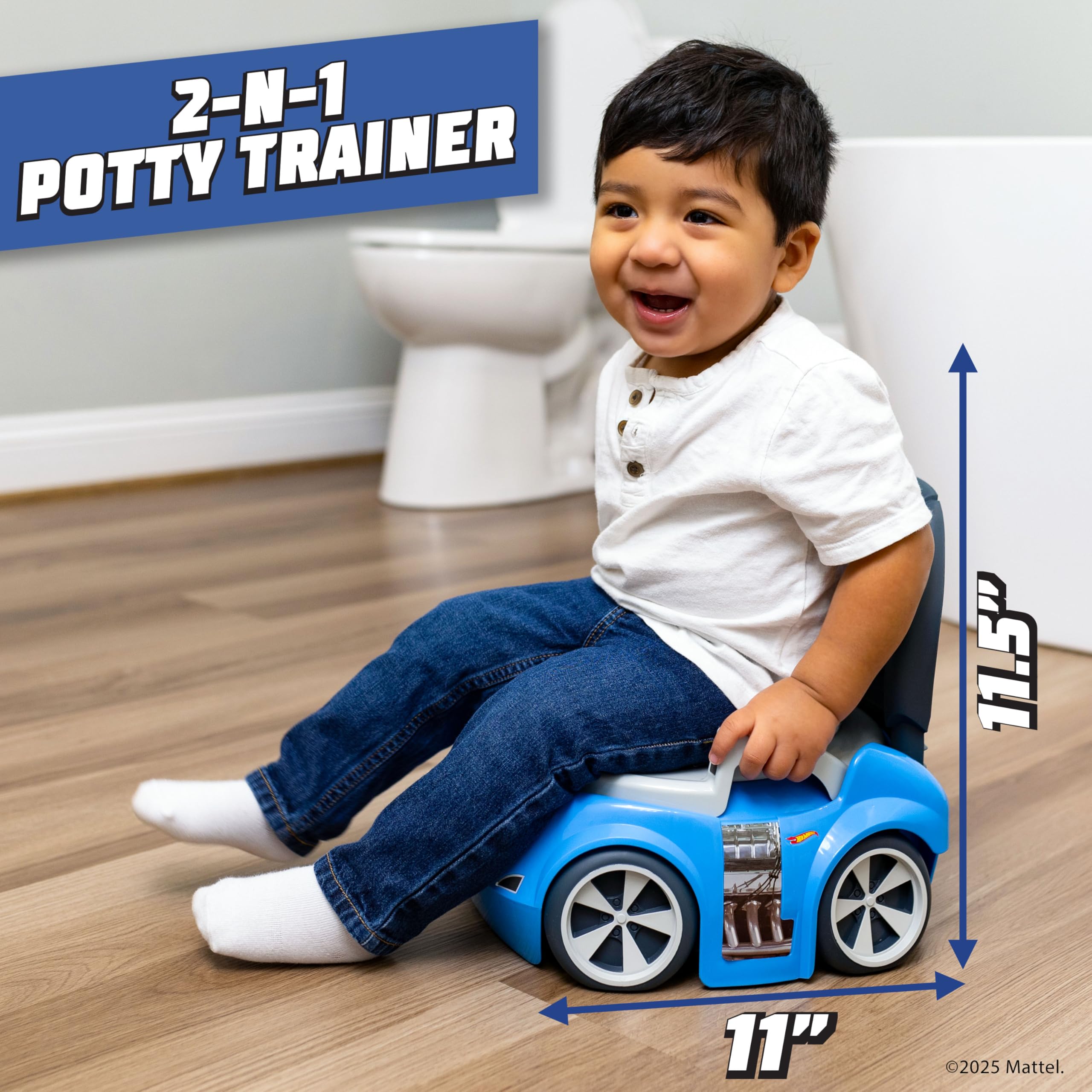 Hot Wheels Blue Race Car Potty Training Toilet, Race Car Potty Seat Includes Detachable Toddler Toilet Seat and Kids Potty, Ages 12 Months and Up