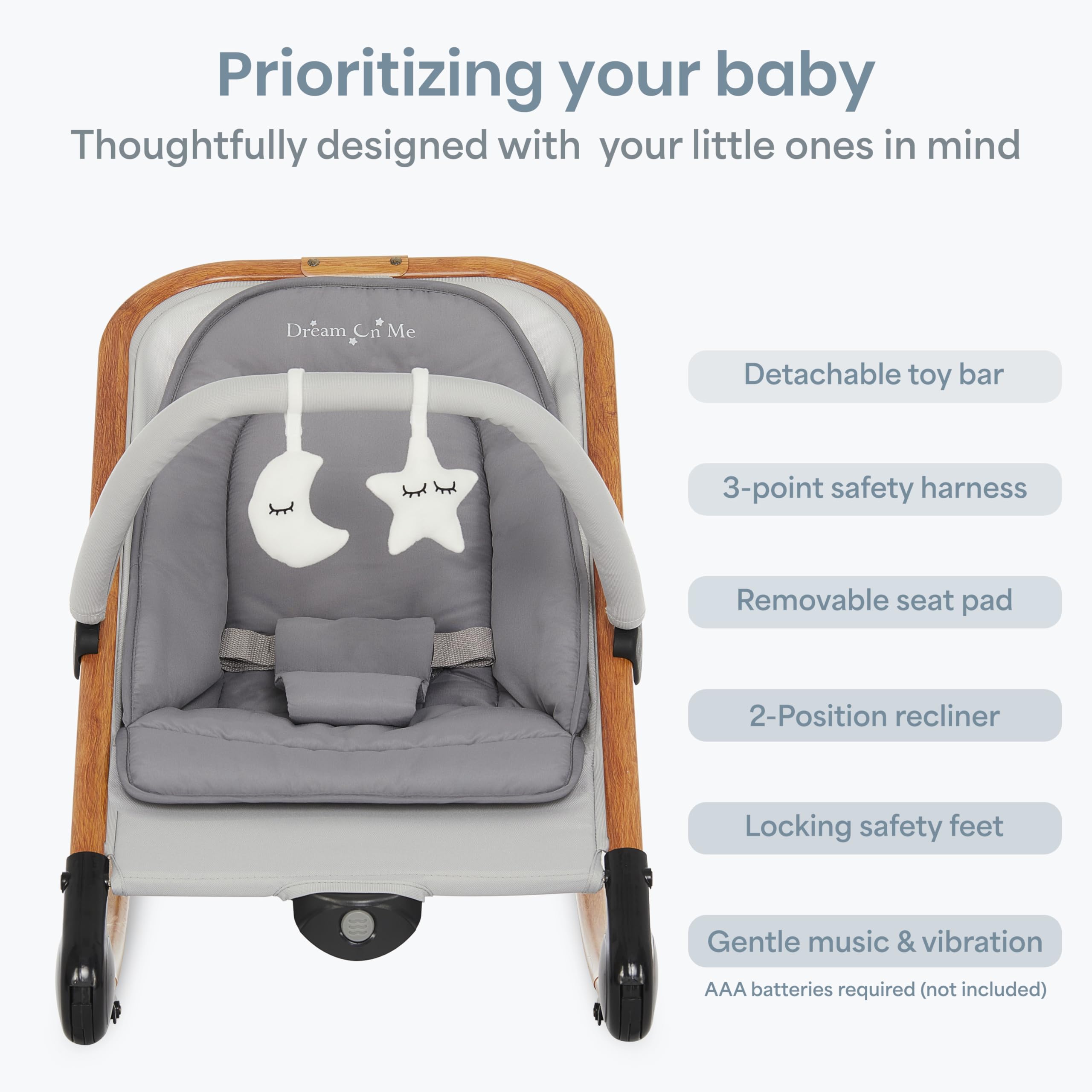 2-in-1 Baby Rocker and Stationary Seat with Adjustable Recline