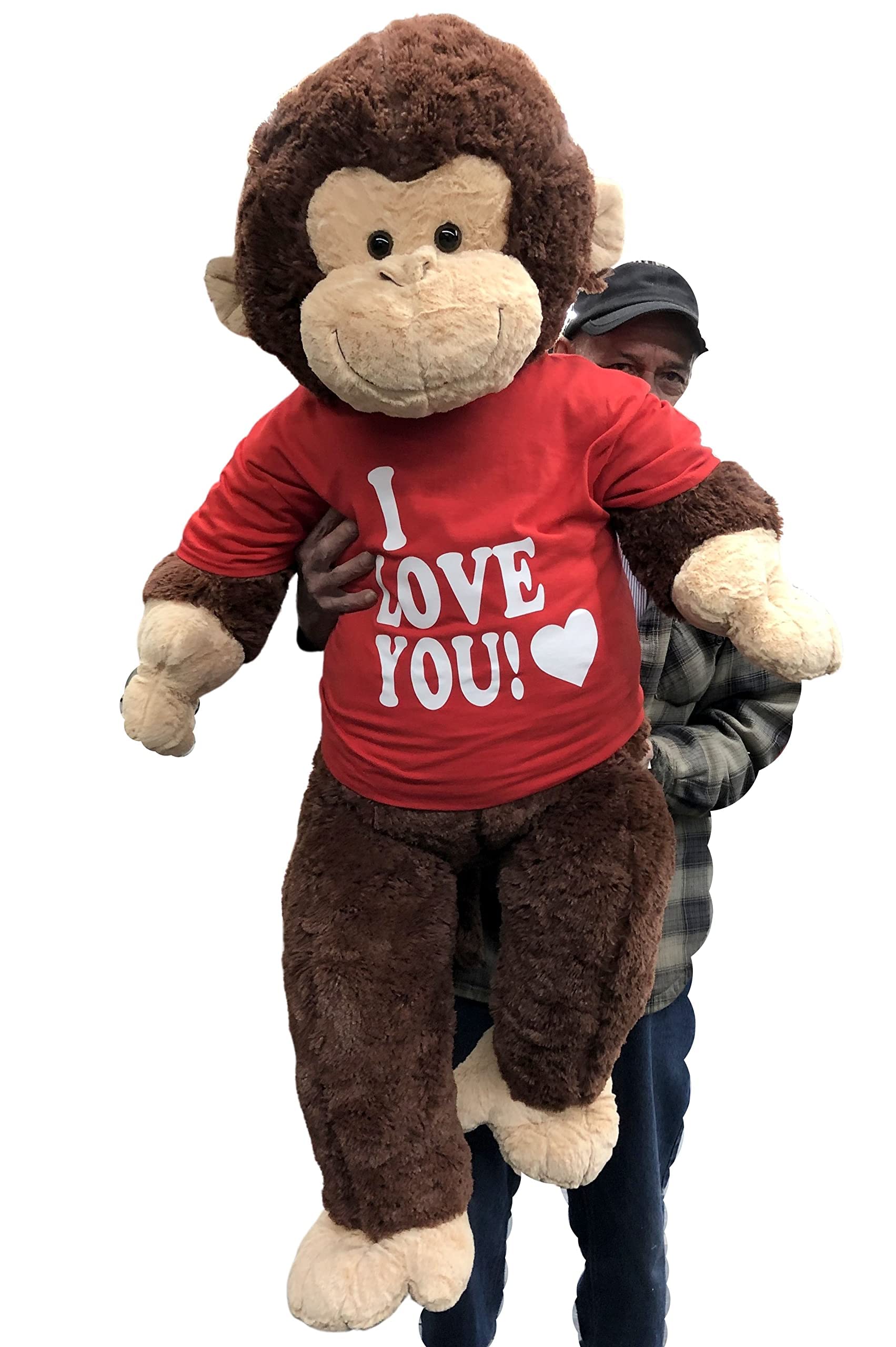 Giant Stuffed Monkey with I Love You Shirt - Large 4-Foot Extra-Soft Animal