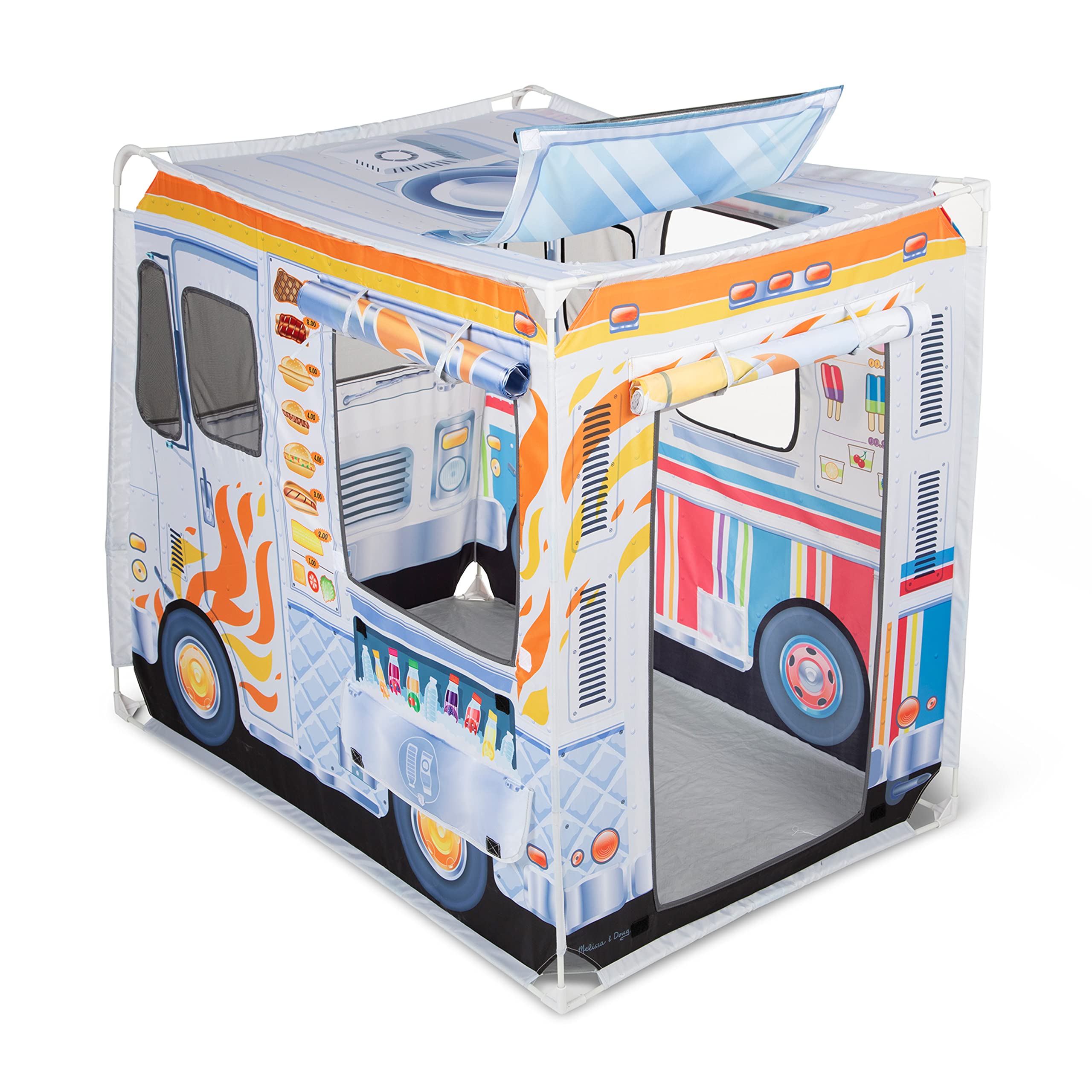 Double-Sided Food Truck Play Tent - Ice Cream and BBQ Role Play Toy
