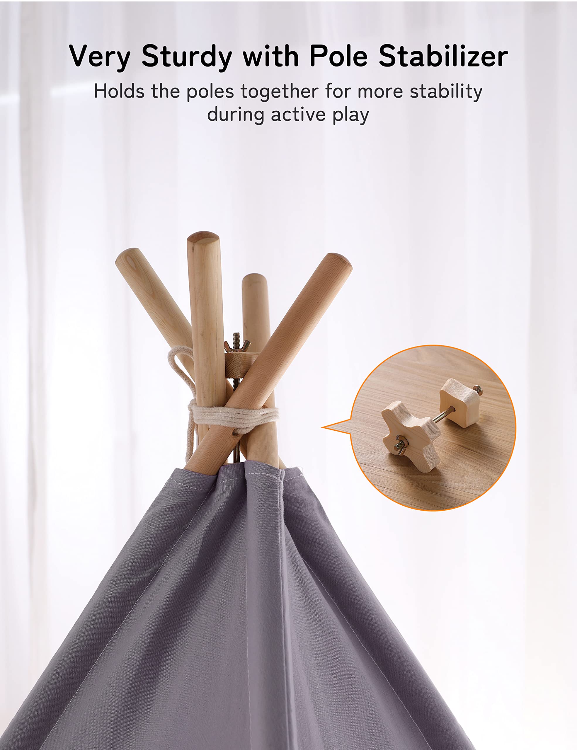 Kids Teepee Tent with LED Lights and Mat