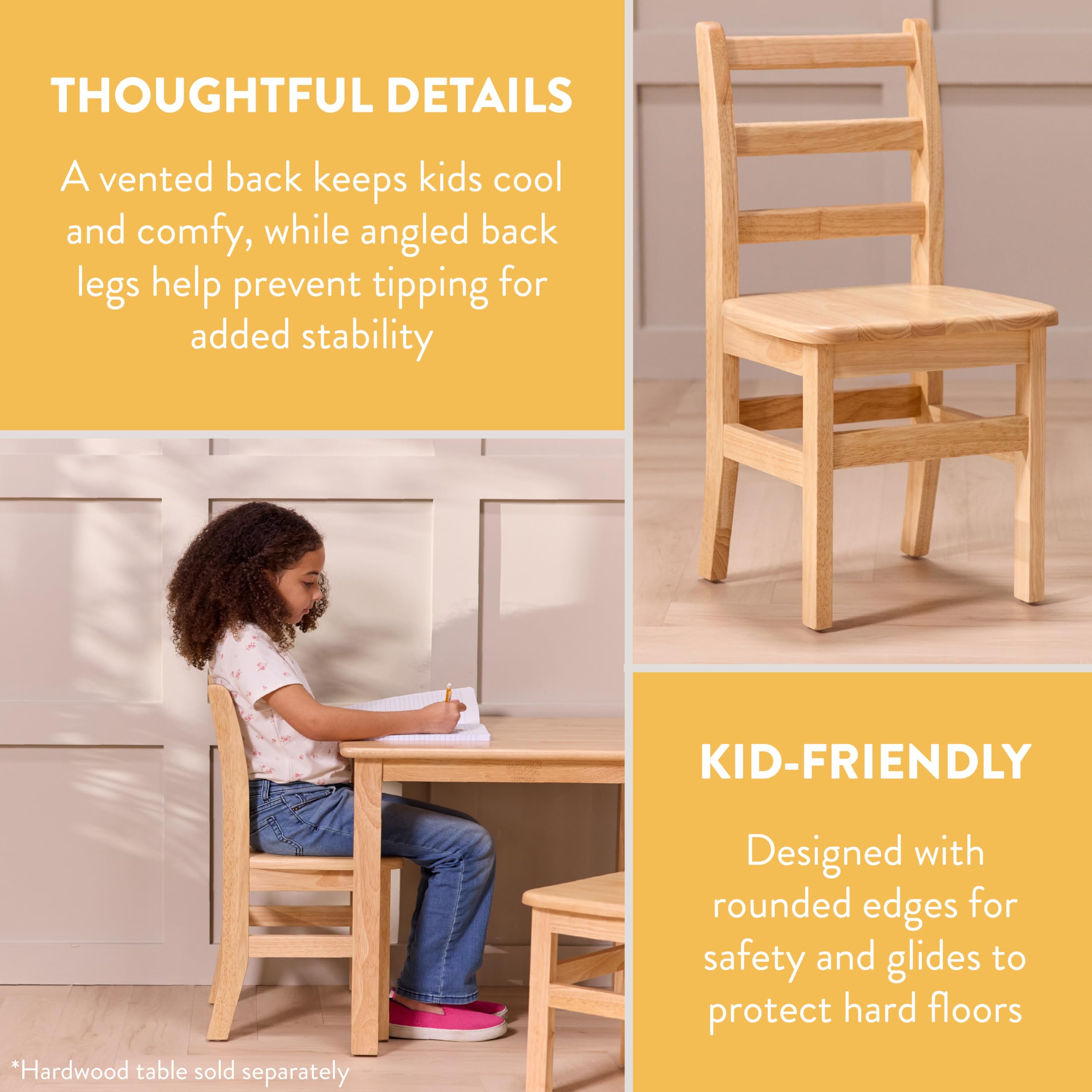 Wooden Ladderback Kids Chairs 2-Pack